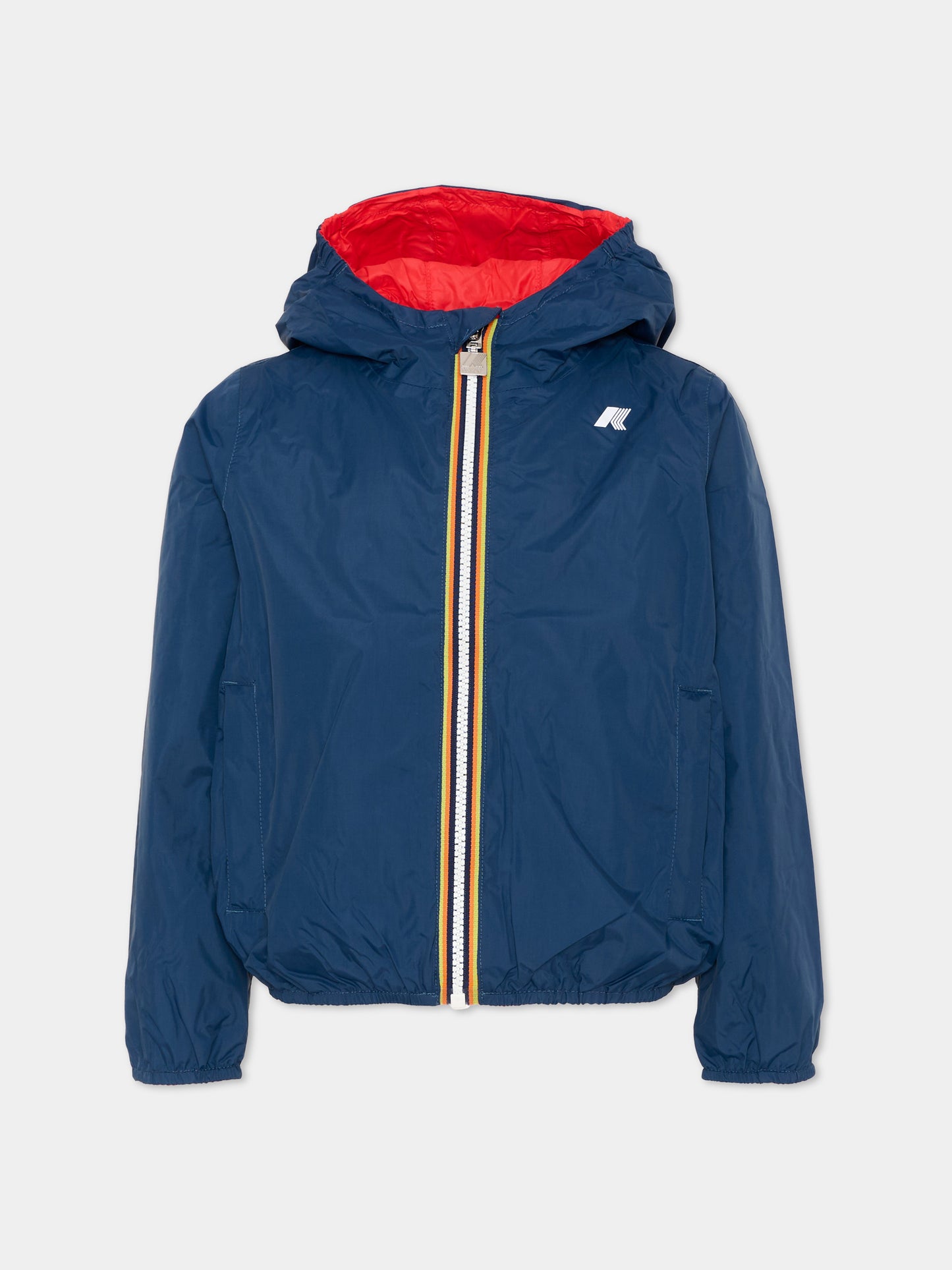 Giacca a vento blu per bambino reversibile,K-way,K61314W C0N