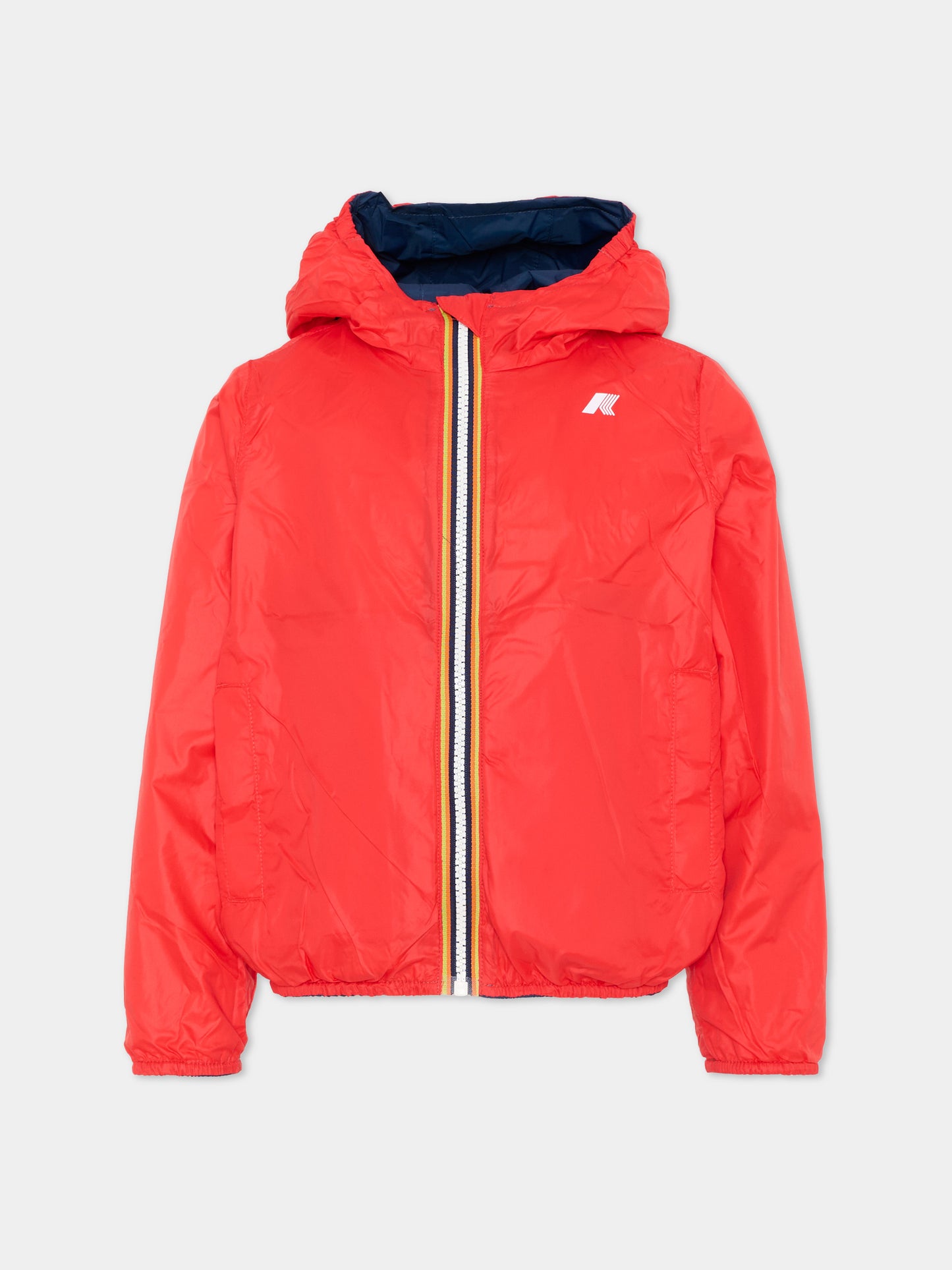 Giacca a vento blu per bambino reversibile,K-way,K61314W C0N