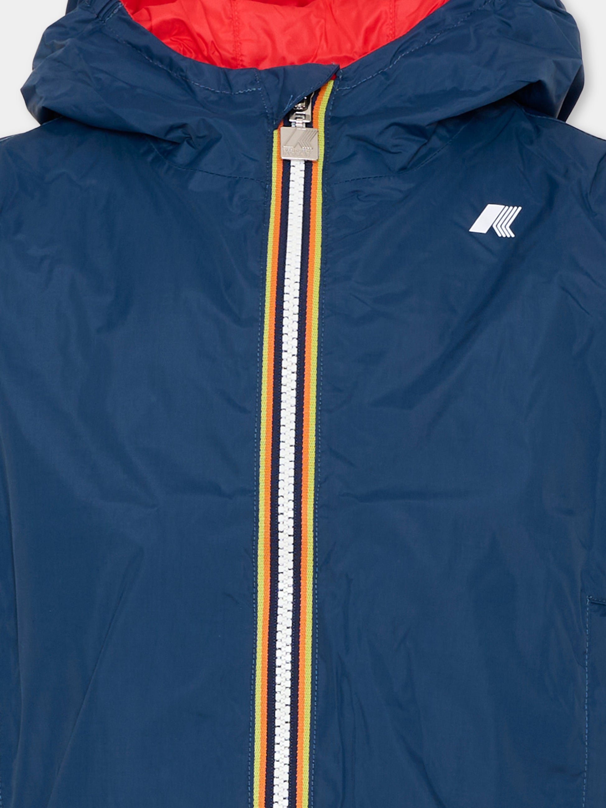 Giacca a vento blu per bambino reversibile,K-way,K61314W C0N