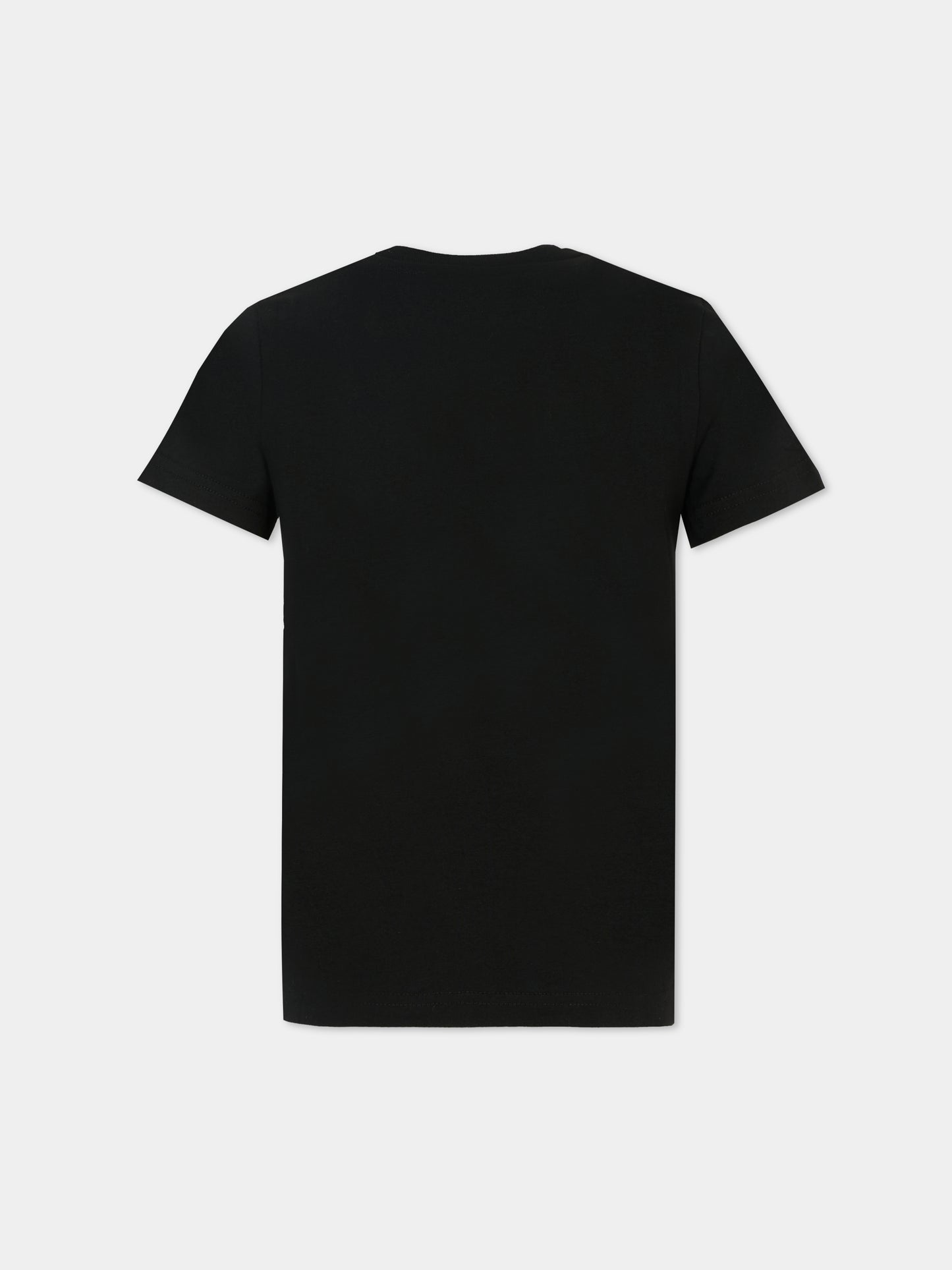 T-shirt nera per bambino con fiamme,N°21 Kids,N2103M N0080 0N900