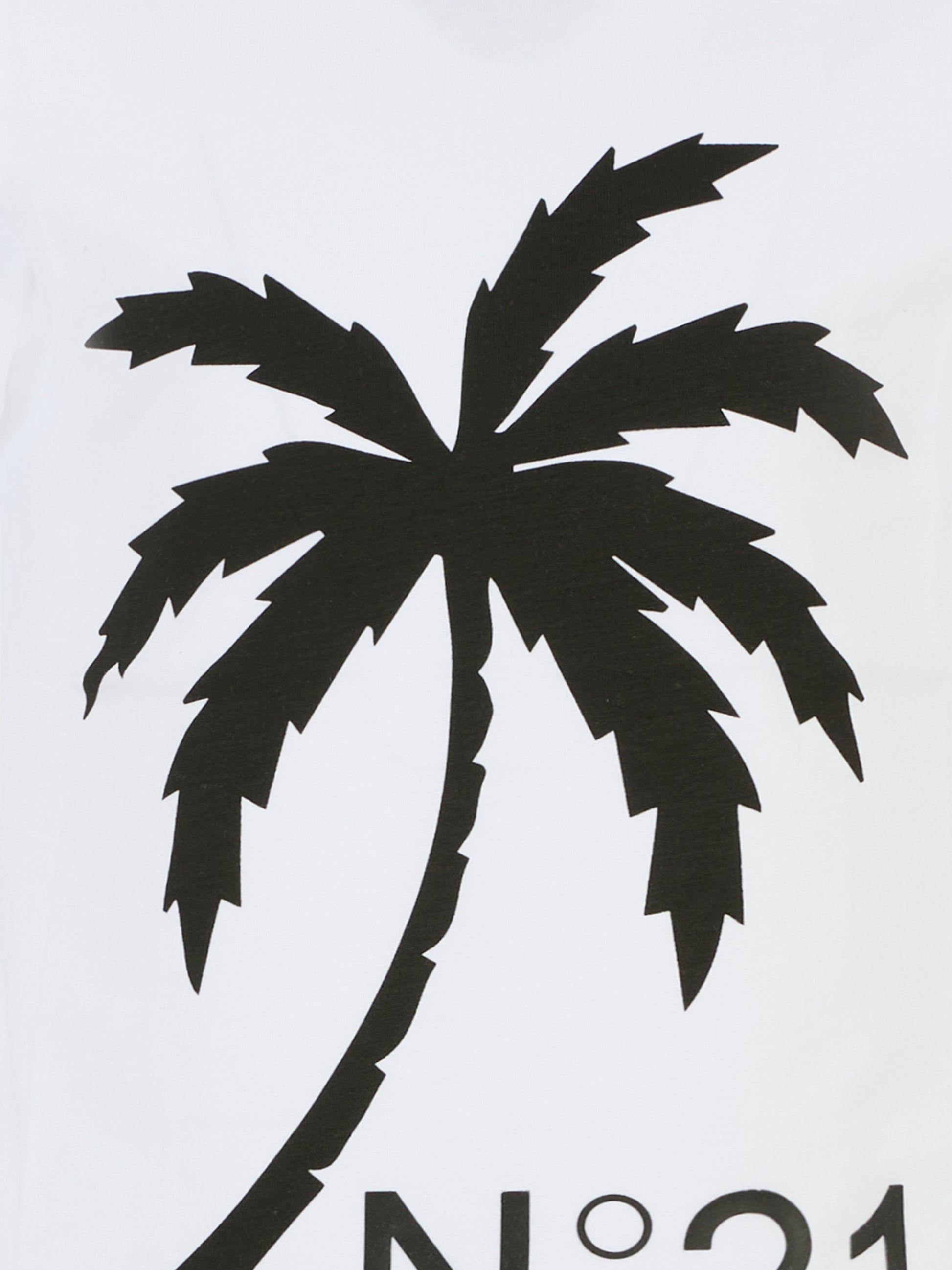 T-shirt bianca per bambino con palma,N°21 Kids,N2104G N0080 0N100