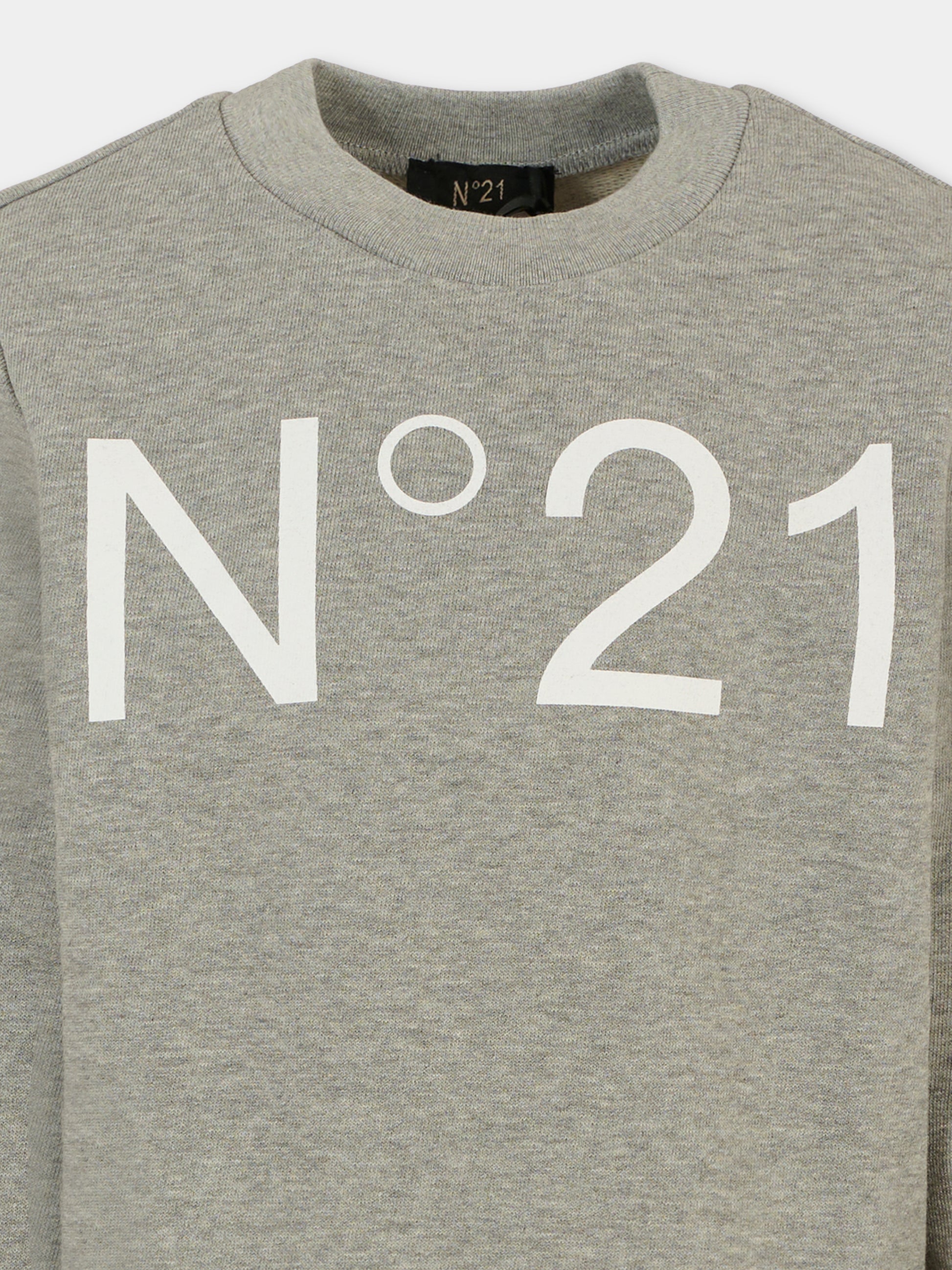Felpa grigia per bambini con logo,N°21 Kids,N21588 N0154 0N923