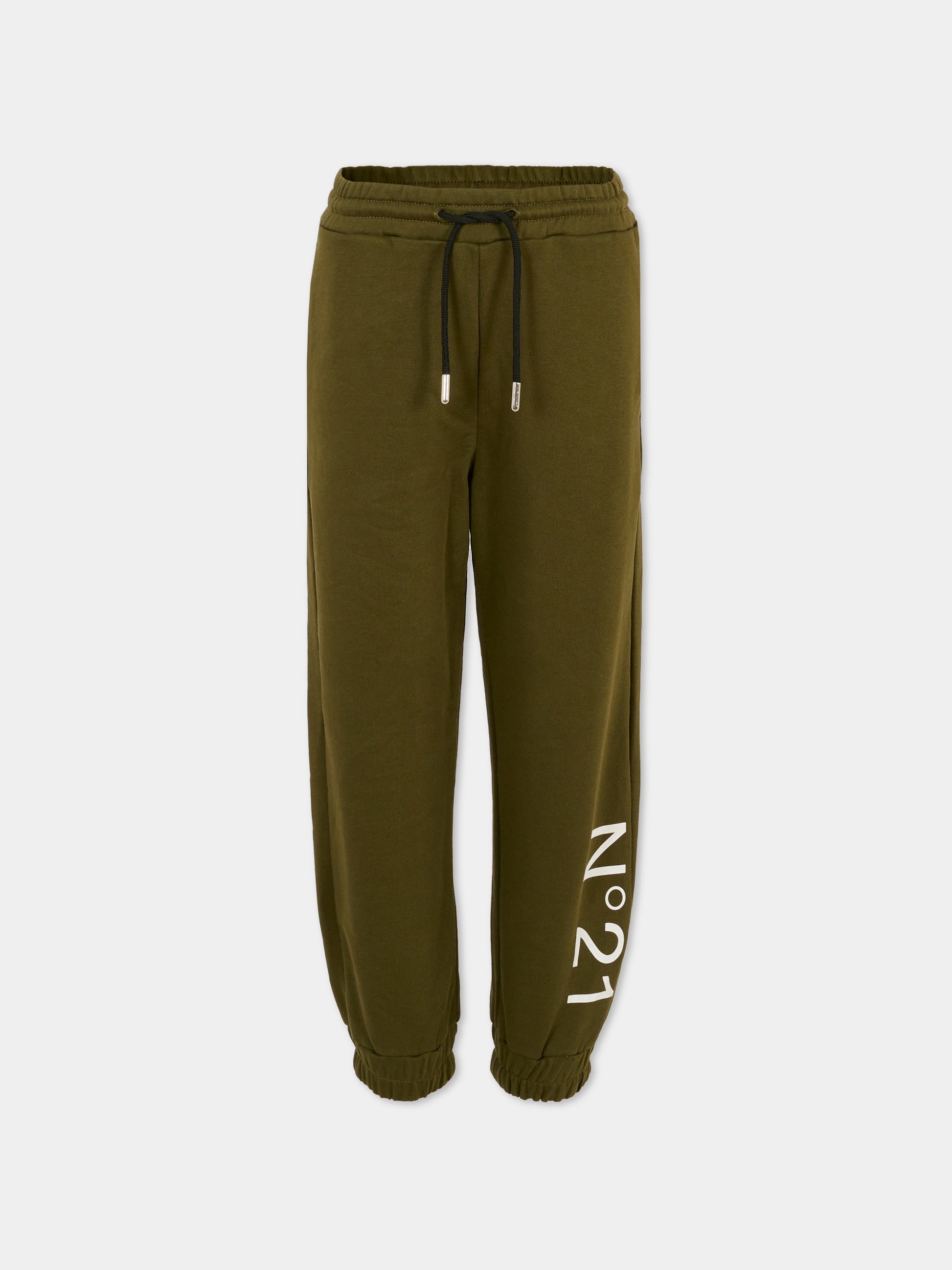 Pantaloni verdi per bambini con logo,N°21 Kids,N21615 N0154 0N514