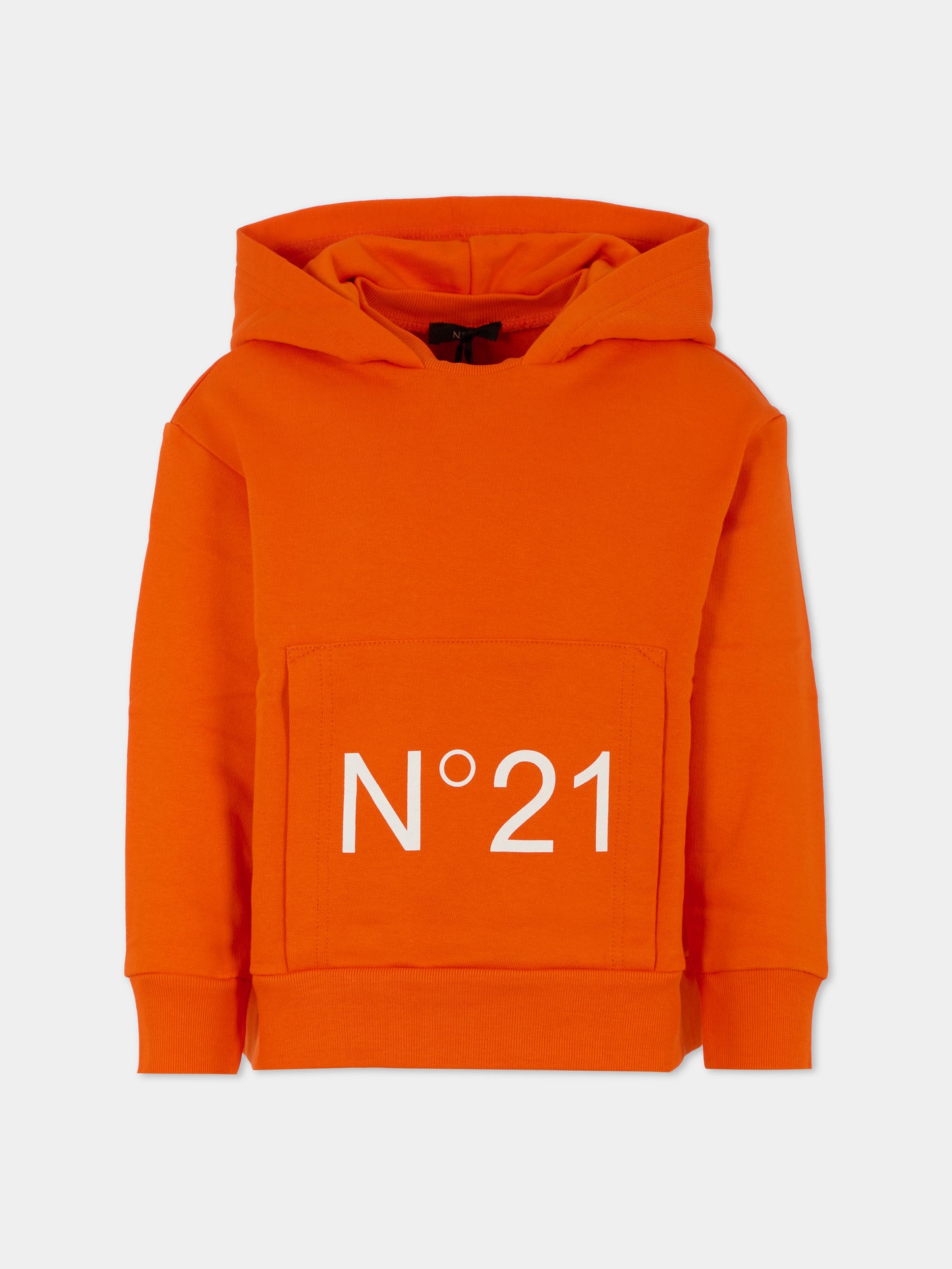 Felpa arancione per bambini con logo,N°21 Kids,N21893 N0154 0N213