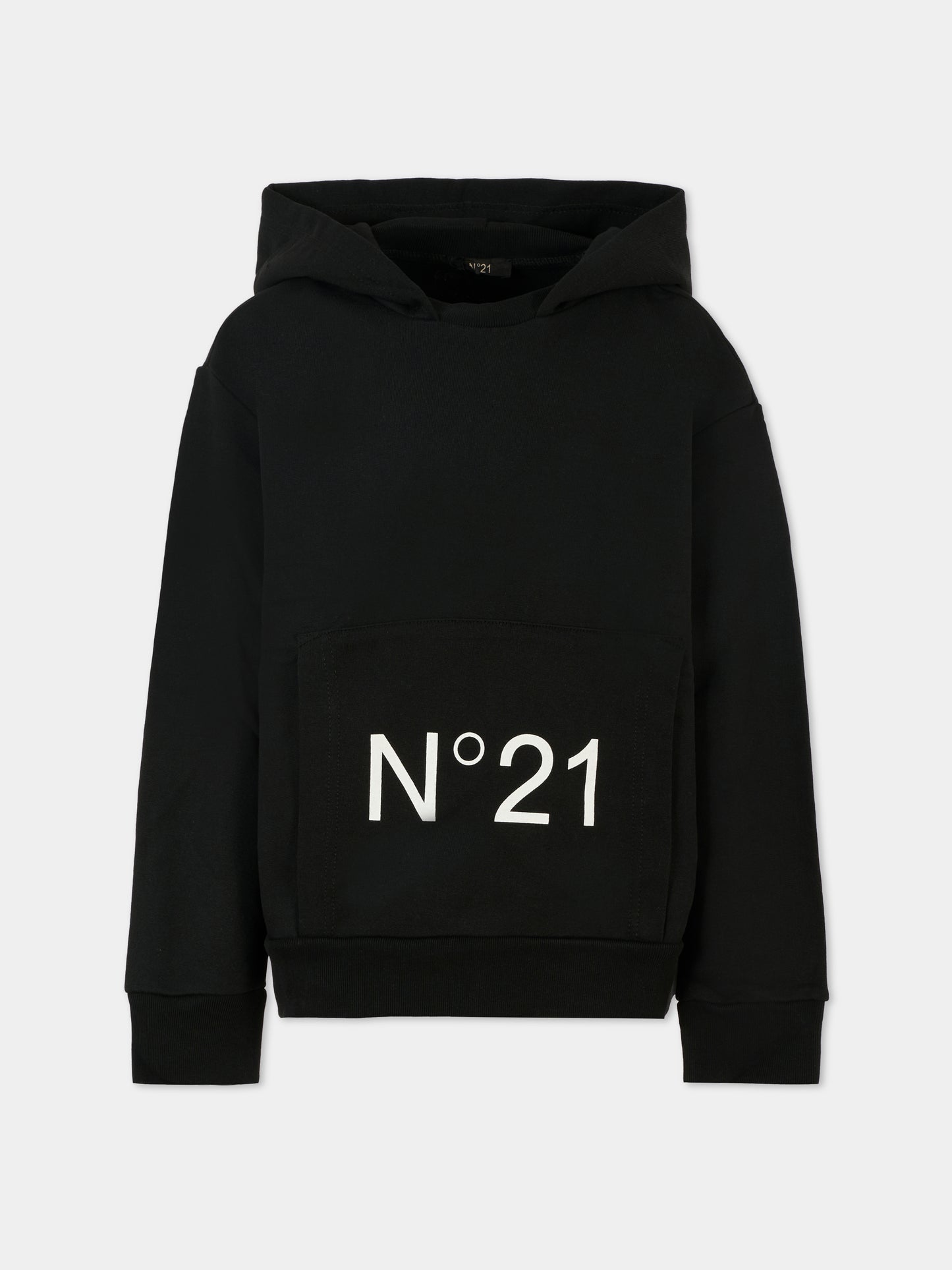 Felpa nera per bambini con logo,N°21 Kids,N21893 N0154 0N900