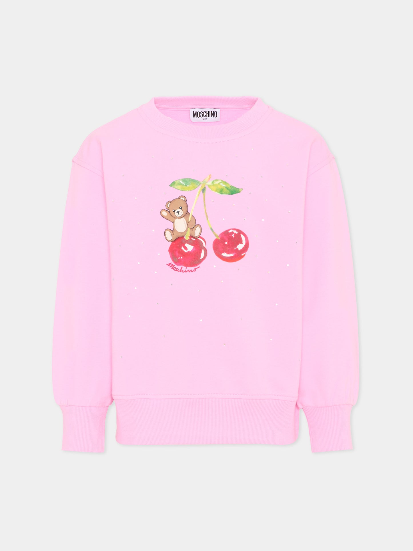 Felpa rosa per bambina con Teddy Bear,Moschino Kids,HDF06O LDA25 51473