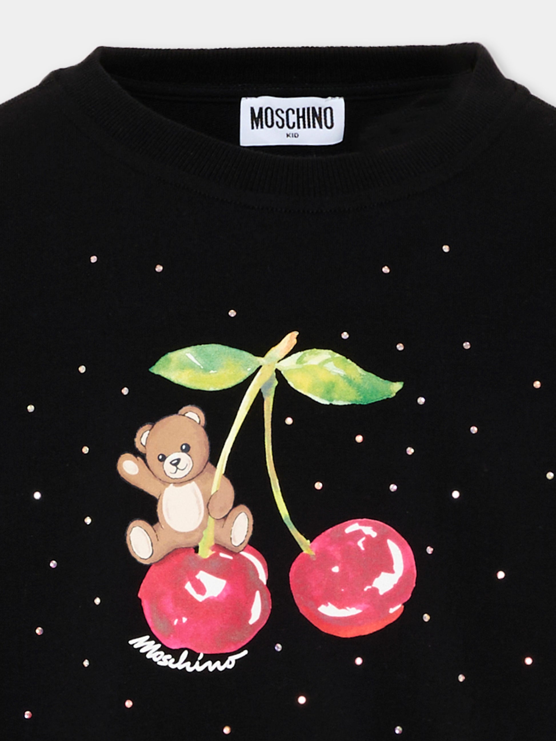 Felpa nera per bambina con Teddy Bear,Moschino Kids,HDF06O LDA25 60100