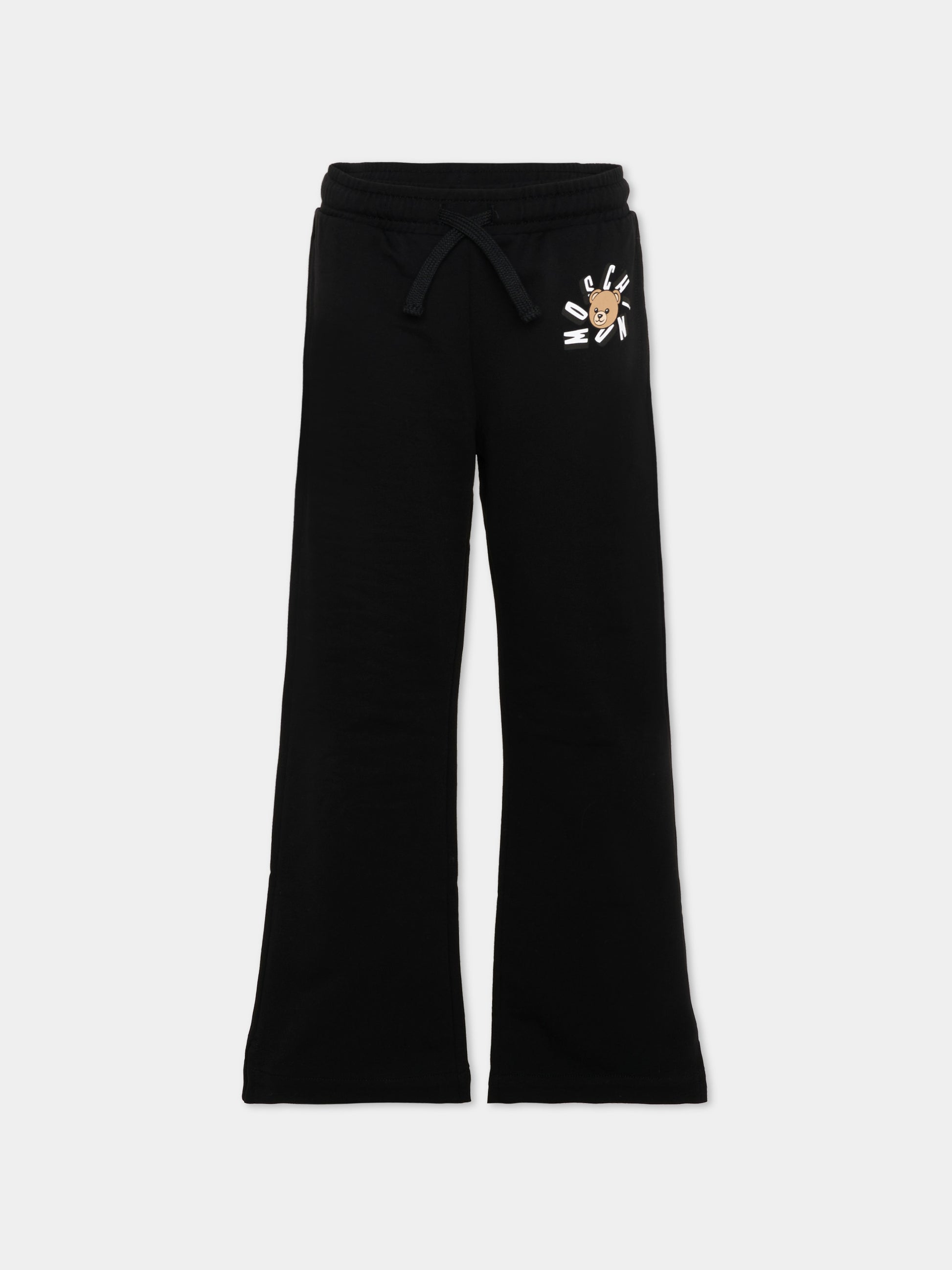 Pantaloni sportivi nero per bambina con Teddy Bear,Moschino Kids,HDP06Z LCA19 60100