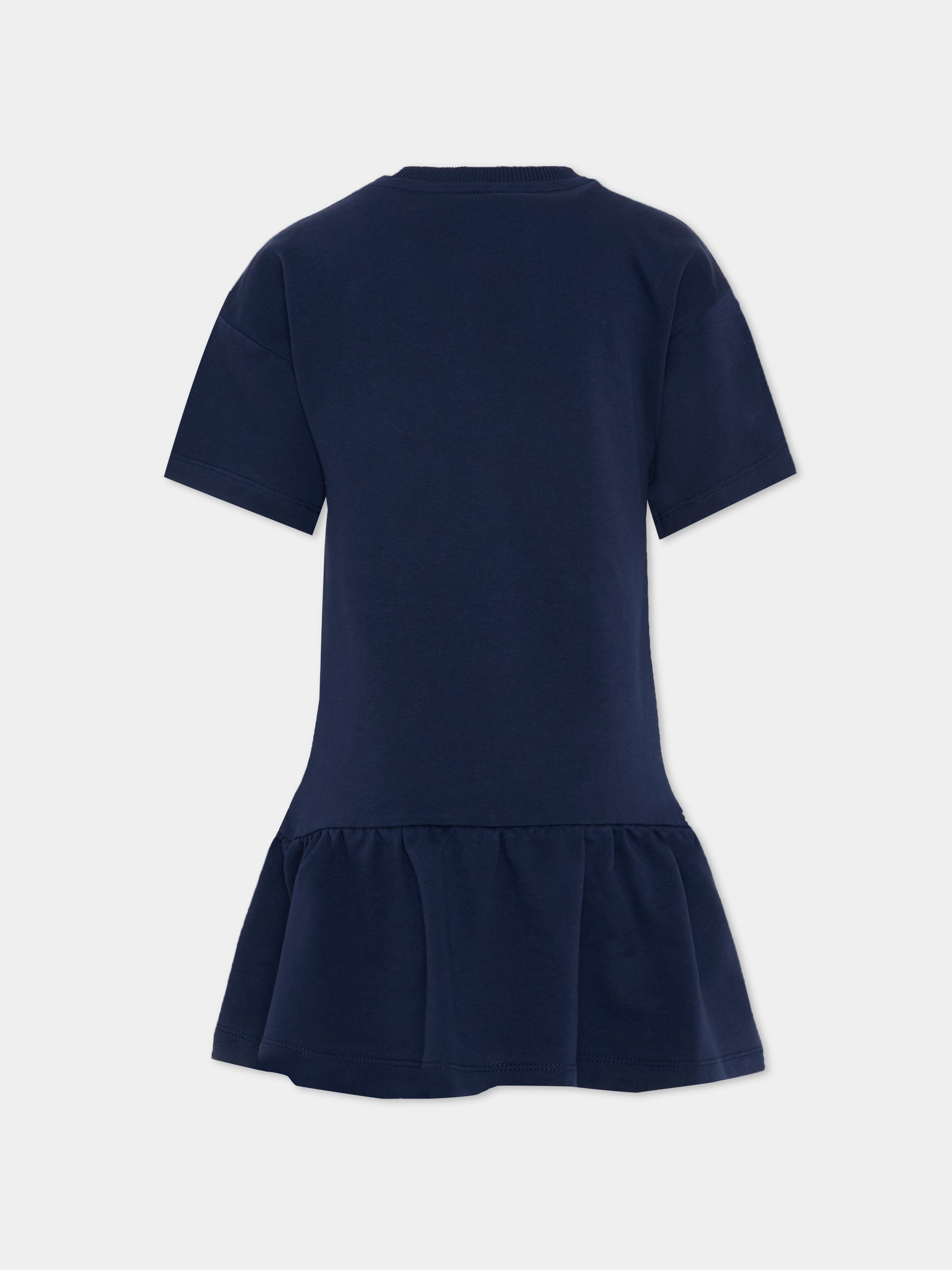 Vestito blu per bambina con Teddy Bear,Moschino Kids,HDV0HL LCA19 40016