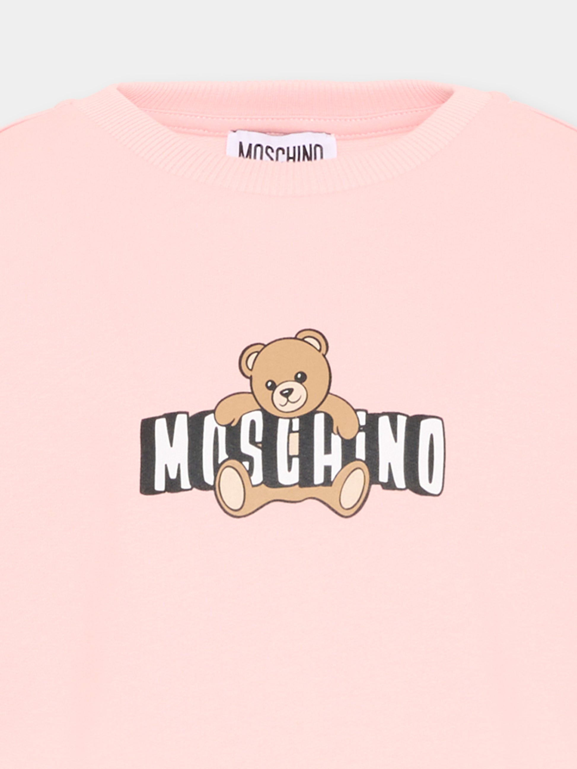 Vestito rosa per bambina con Teddy Bear,Moschino Kids,HDV0HL LCA19 50209