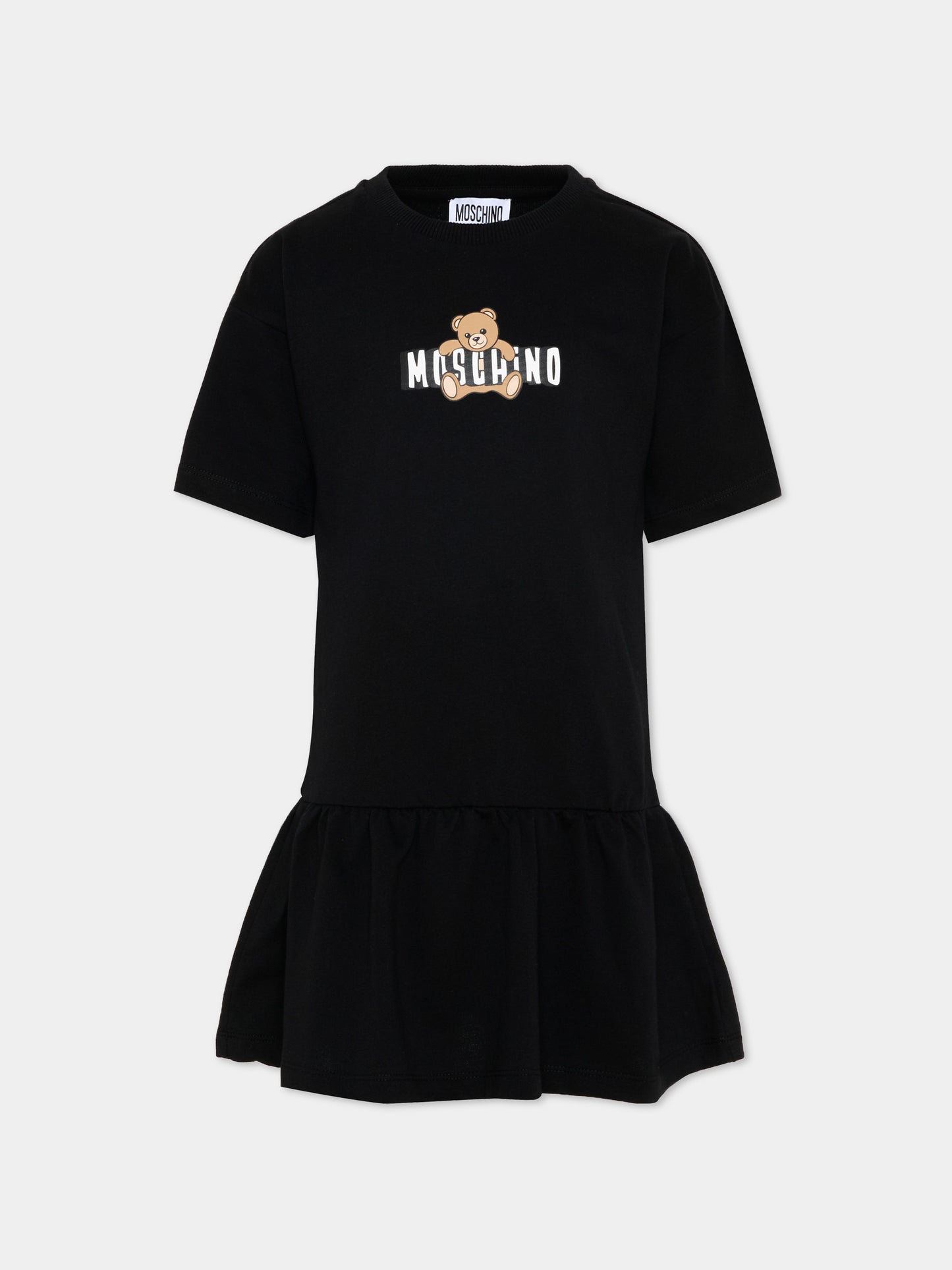 Vestito nero per bambina con Teddy Bear,Moschino Kids,HDV0HL LCA19 60100