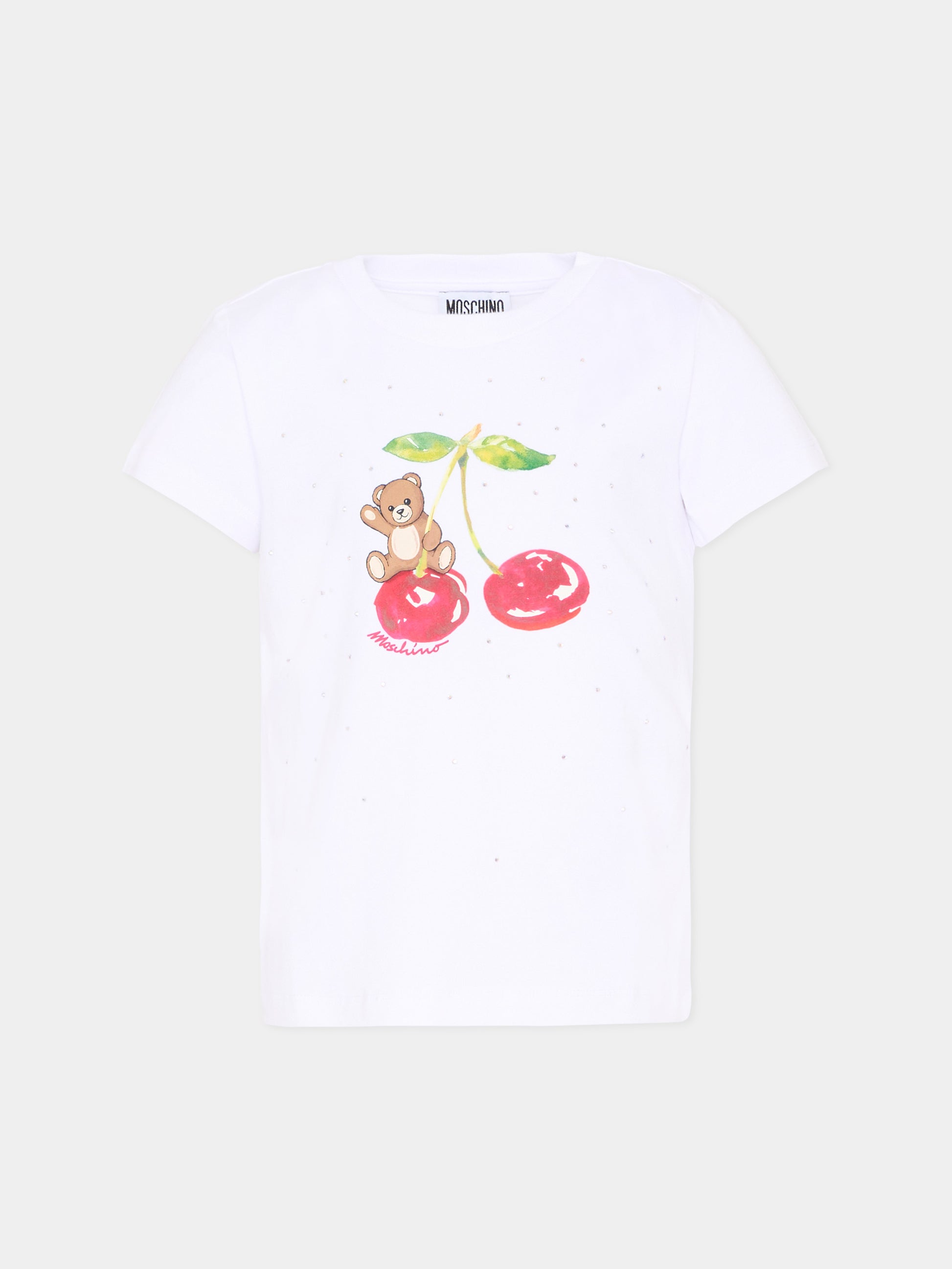 T-Shirt bianca per bambina con Teddy Bear,Moschino Kids,HFM06K LBA10 10101