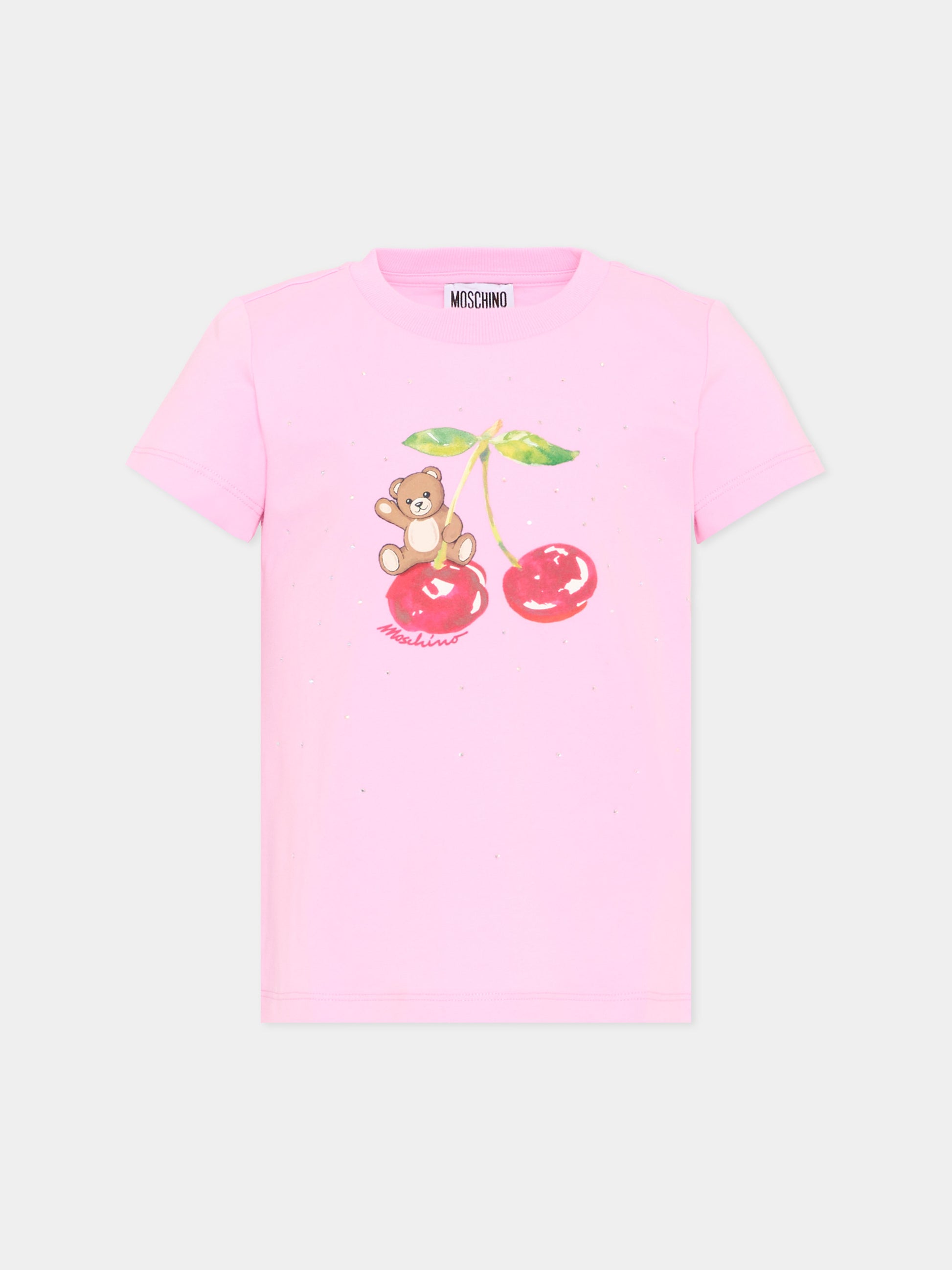 T-Shirt rosa per bambina con Teddy Bear,Moschino Kids,HFM06K LBA10 51473