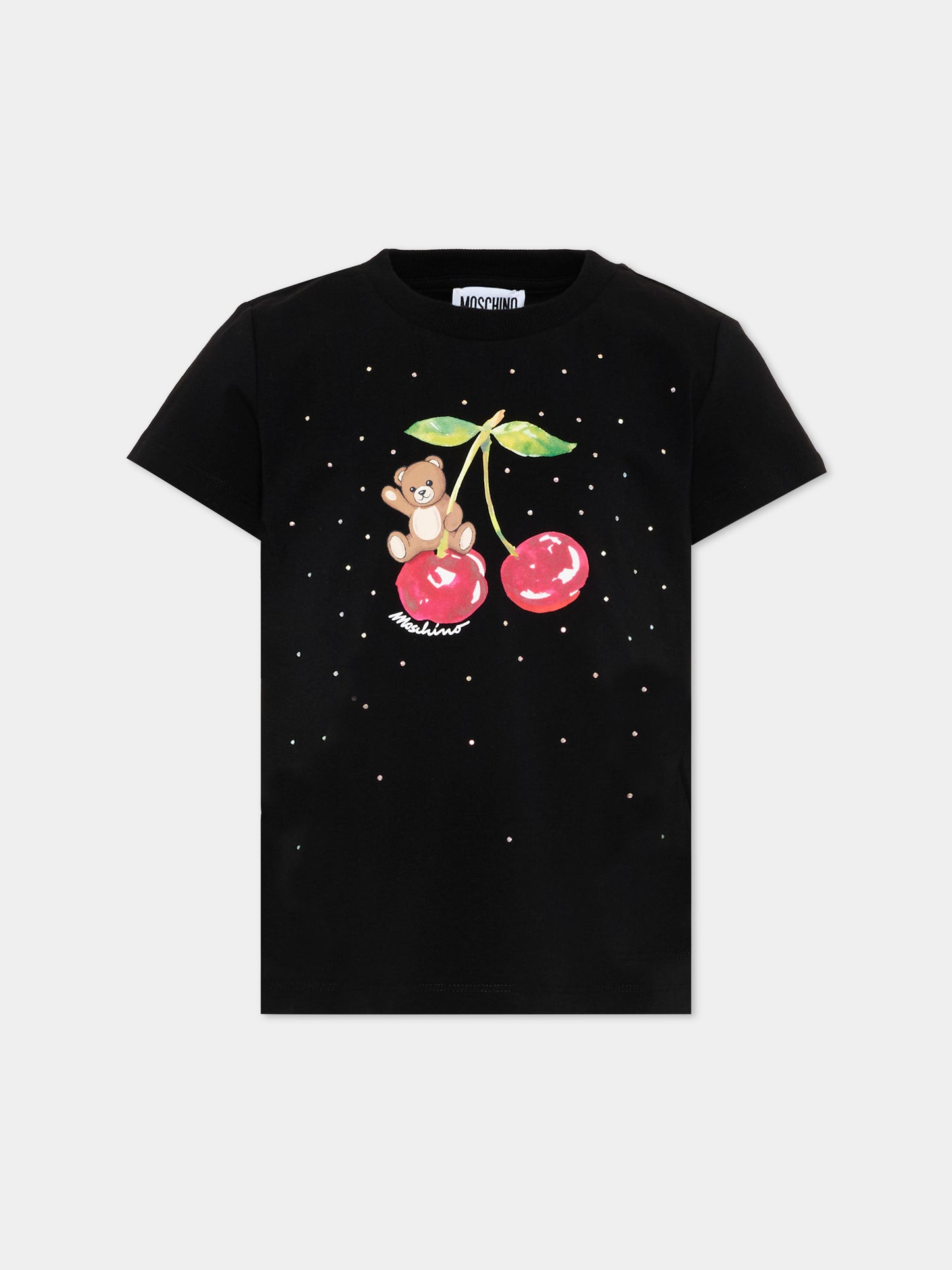 T-Shirt nera per bambina con Teddy Bear,Moschino Kids,HFM06K LBA10 60100