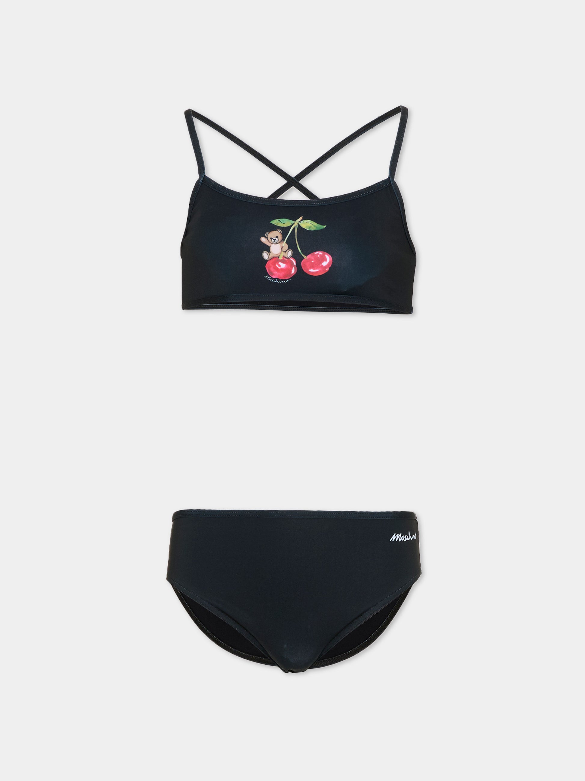 Slip e bikini nero per bambina con Teddy Bear,Moschino Kids,HGL00E LKA11 60100
