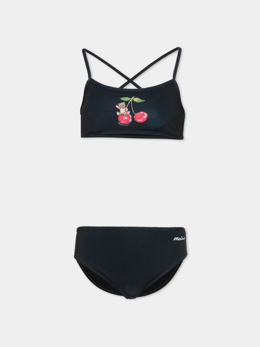 Slip e bikini nero per bambina con Teddy Bear,Moschino Kids,HGL00E LKA11 60100