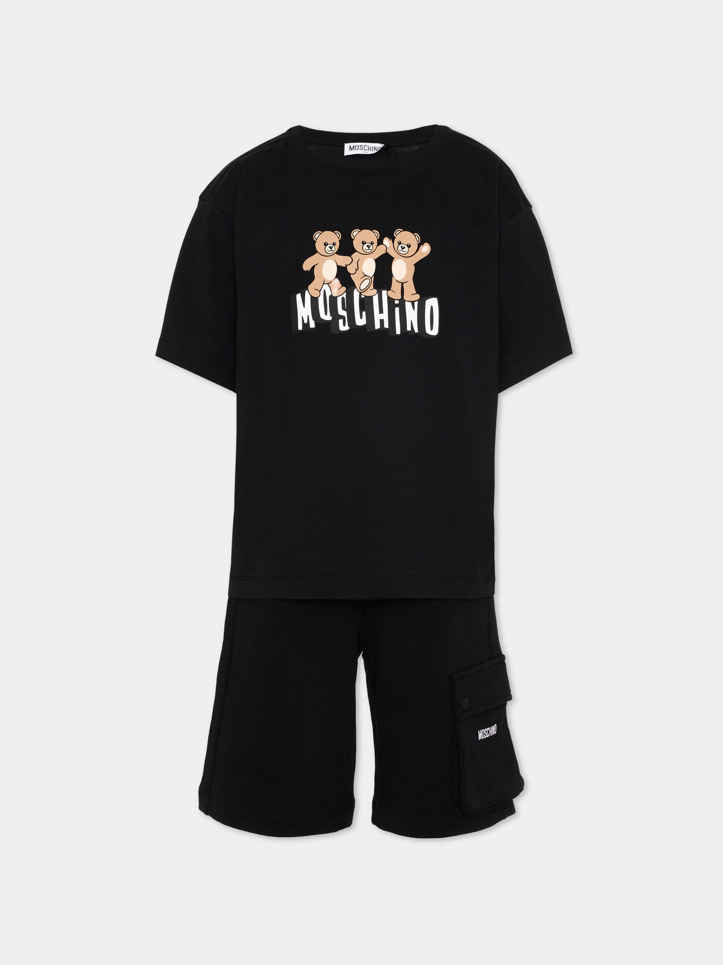 Completo sportivo nero per bambini con Teddy Bear,Moschino Kids,HUG00W LCA88 60100