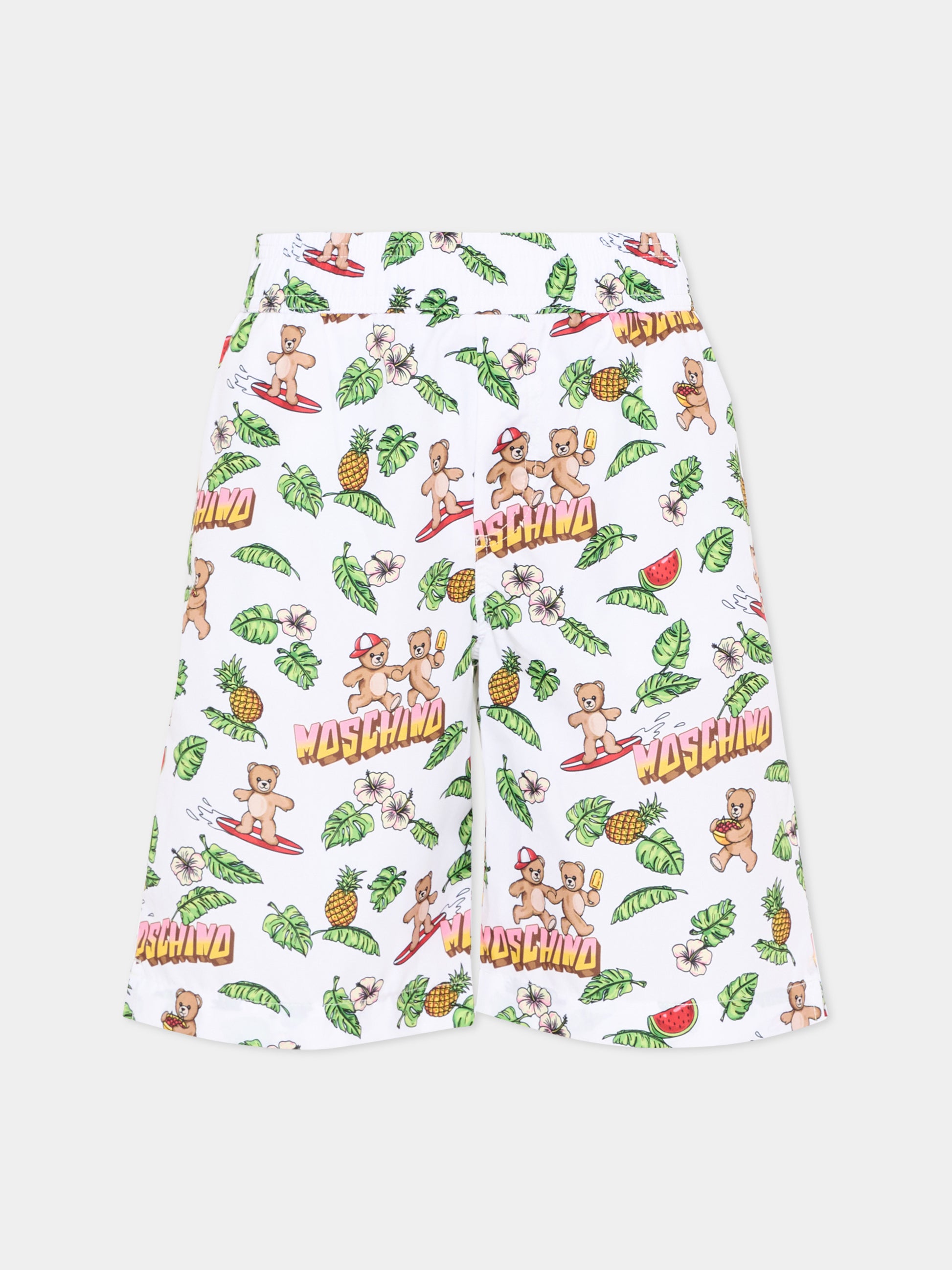 Boxer mare bianco per bambino stampa Teddy Bear,Moschino Kids,HUL01M LKA02 83657