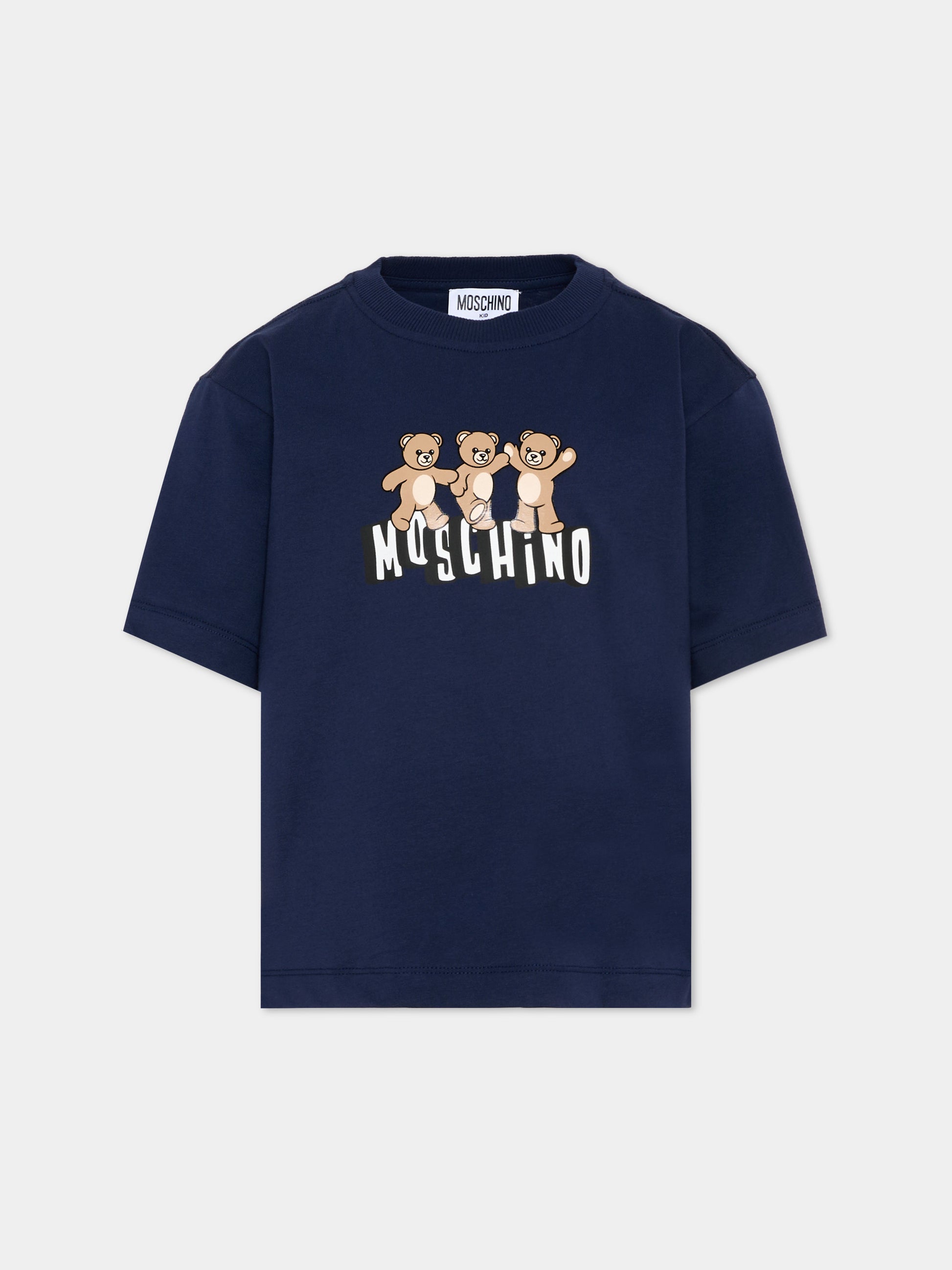 T-Shirt blu per bambini con Teddy Bear,Moschino Kids,HUM05P LAA23 40016