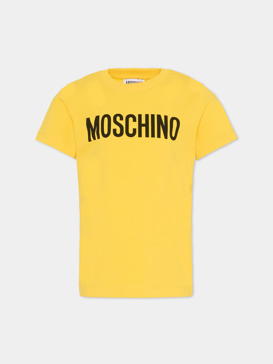 T-shirt gialla per bambini con logo,Moschino Kids,HUM05U LBA10 50577