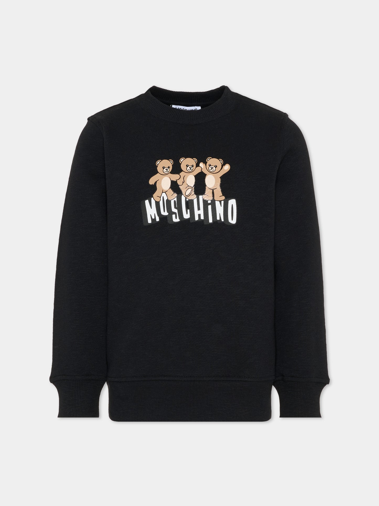 Felpa nera per bambini con Teddy Bears,Moschino Kids,HVF08V LCA88 60100