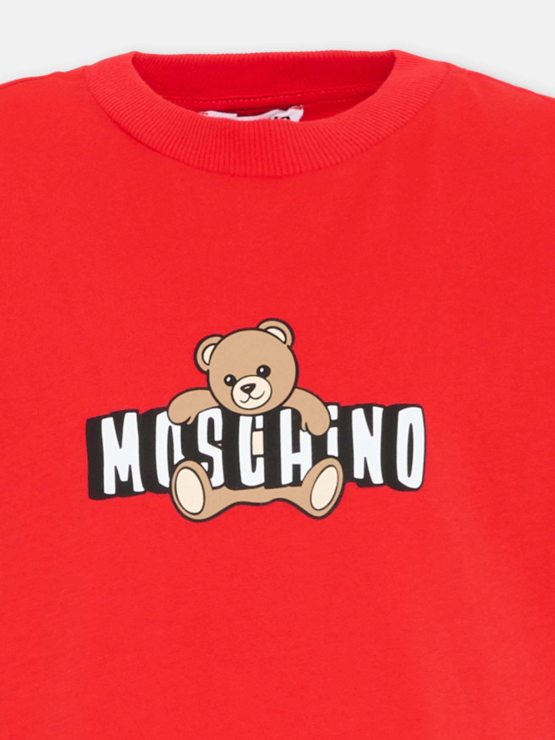 T-Shirt rossa per bambini con Teddy Bear,Moschino Kids,HZM058 LAA03 50109