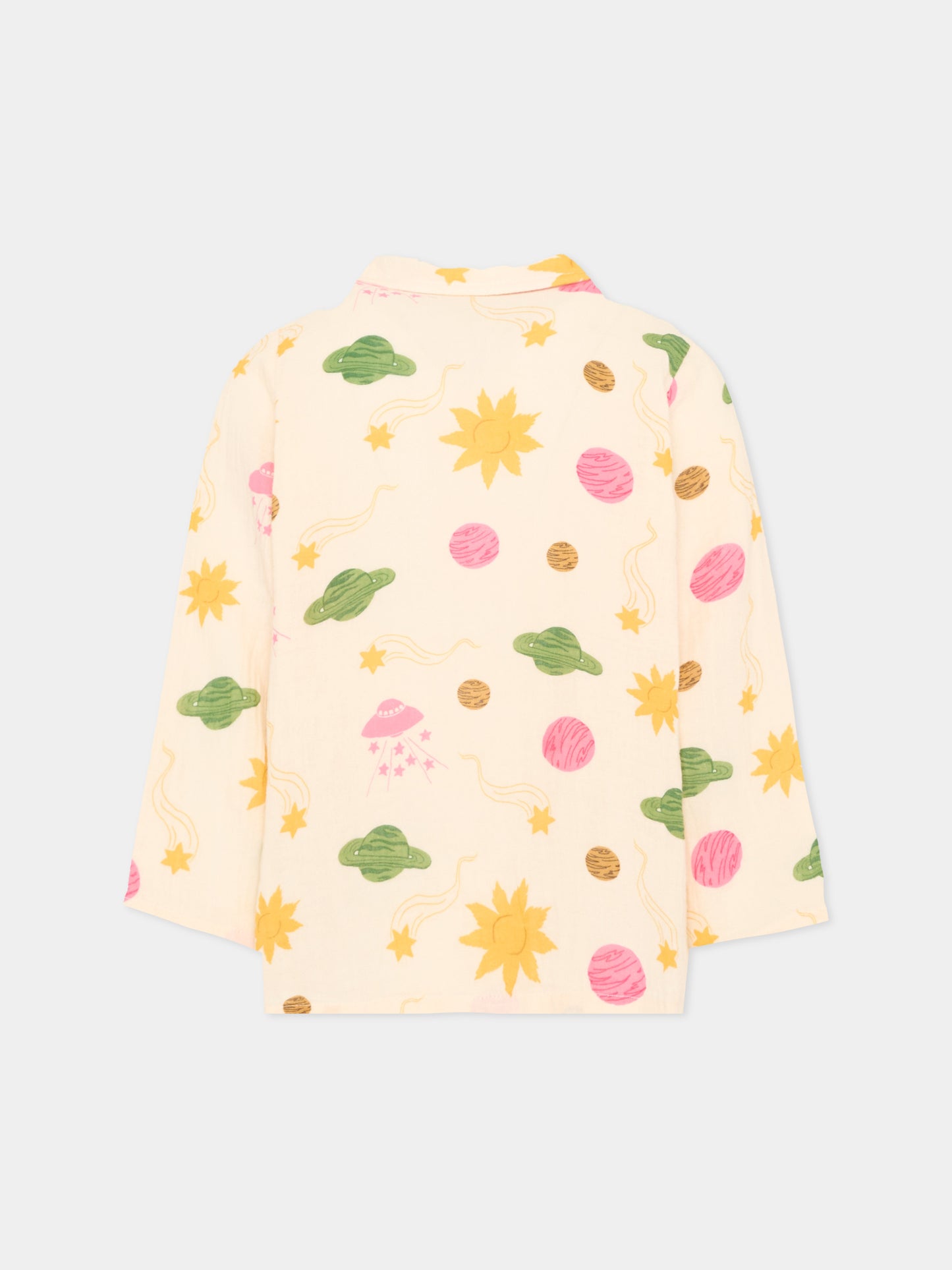Camicia avorio per bambina con stampa pianeti,Mini Rodini,2622015711