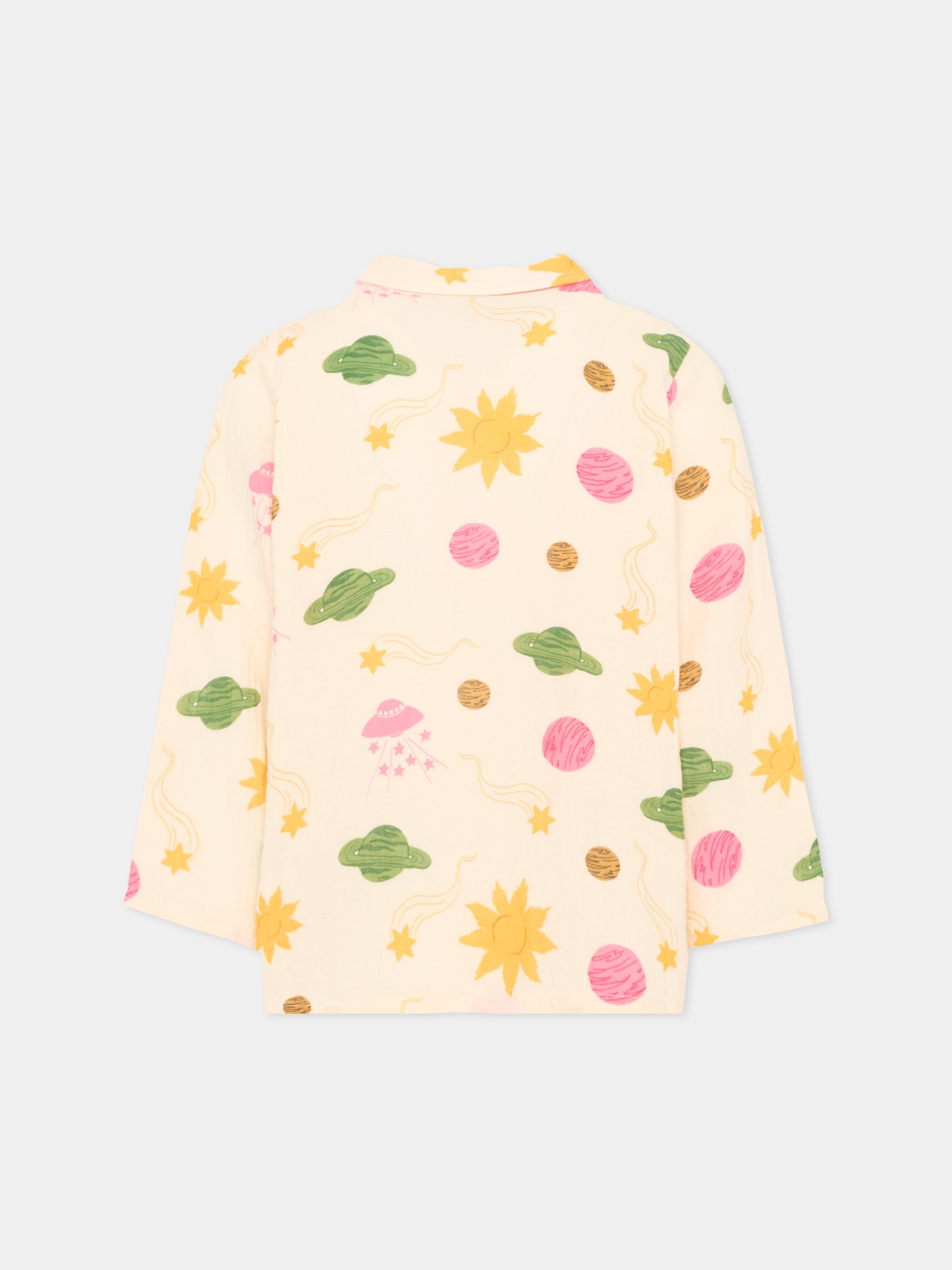 Camicia avorio per bambina con stampa pianeti,Mini Rodini,2622015711