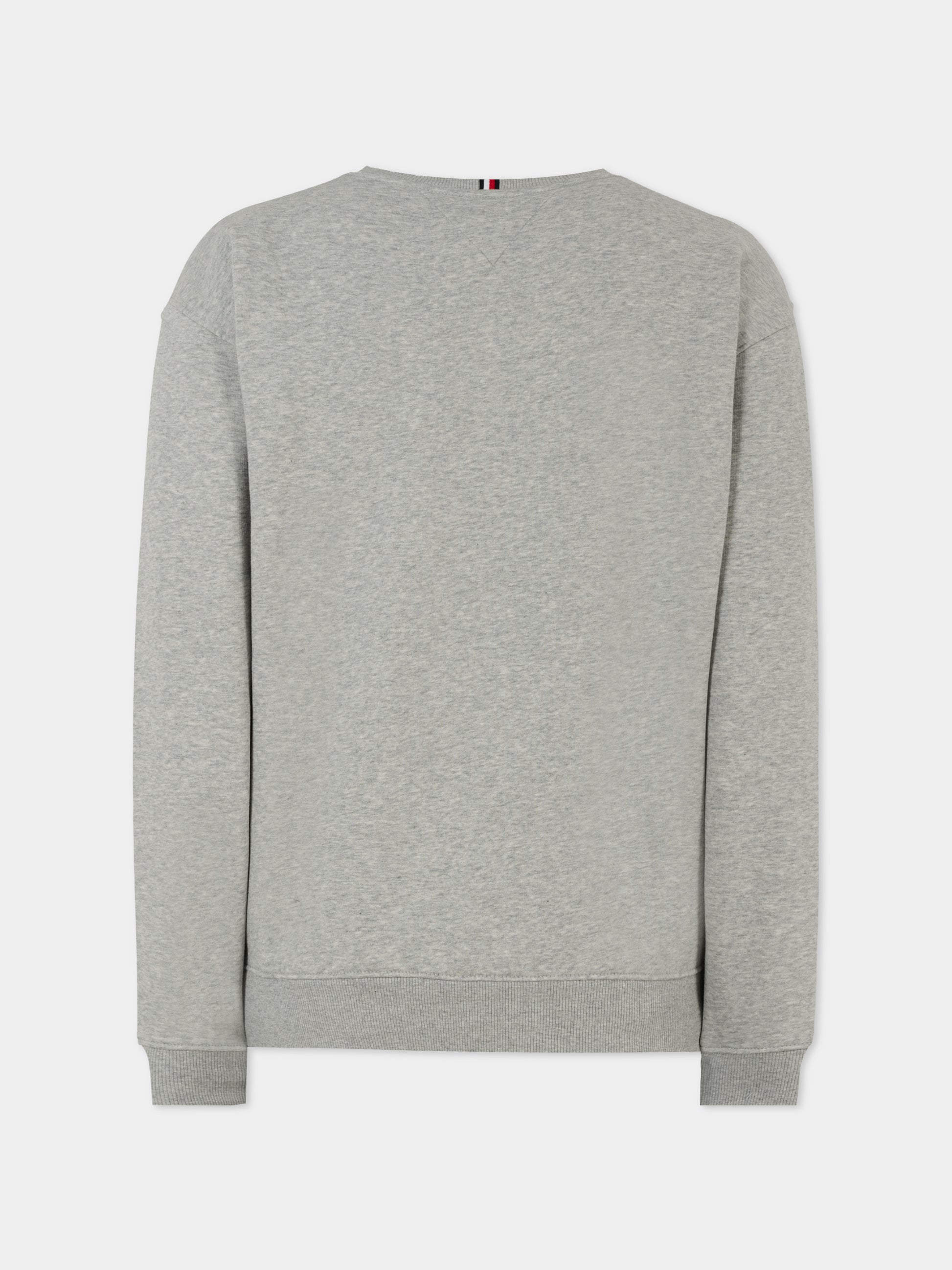 Felpa grigia per bambini con bandierina,Tommy Hilfiger Junior,KS0KS00448 P1A