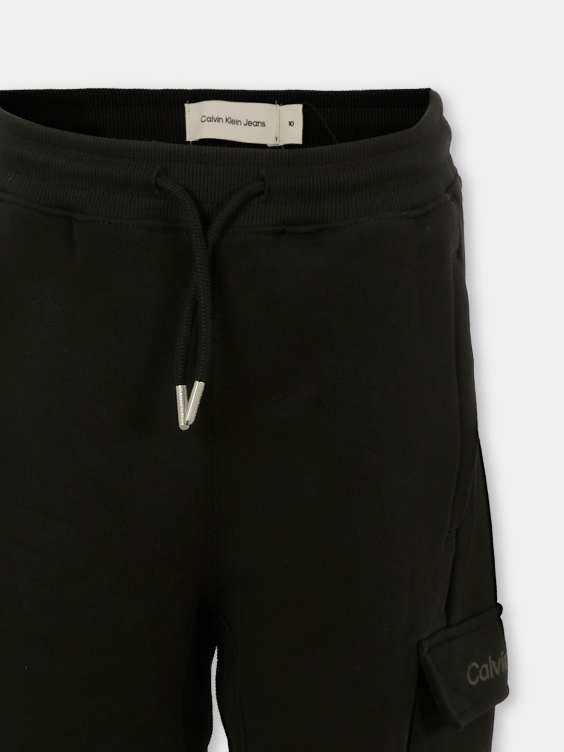 Pantaloni neri per bambini con logo,Calvin Klein Kids,IB0IB02409 BEH