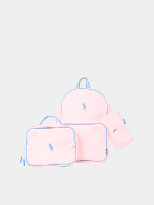 Zaino rosa per bambina con cavallino,Ralph Lauren Kids,9AR077 ADG