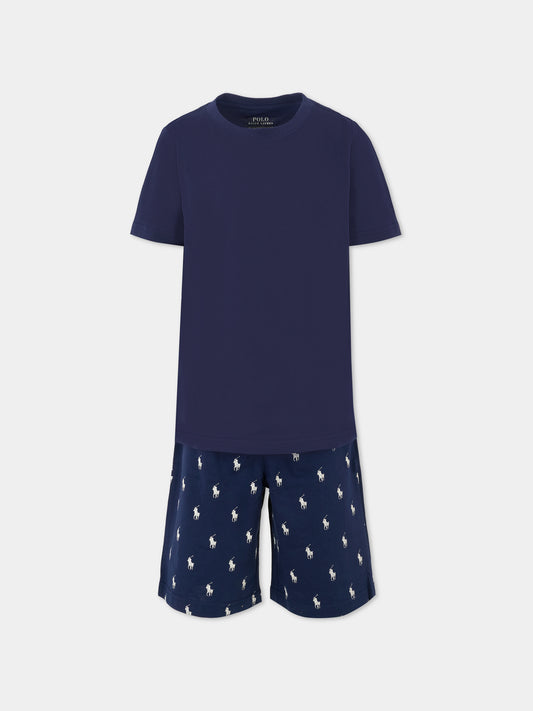 Pigiama blu per bambino con cavallino,Ralph Lauren Kids,P0250 BCV