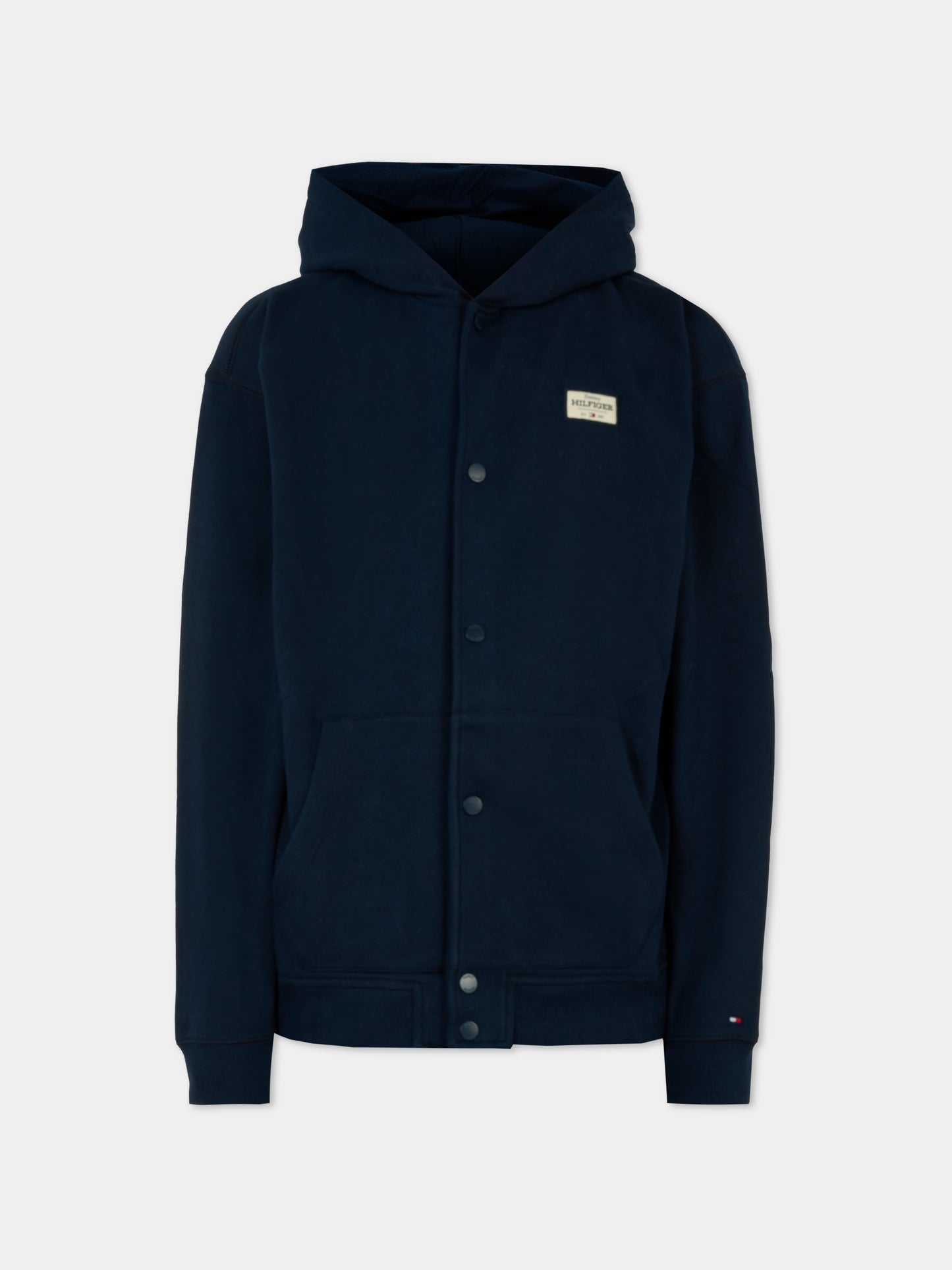 Felpa blu per bambini con patch logo,Tommy Hilfiger Junior,KB0KB09314 C1G