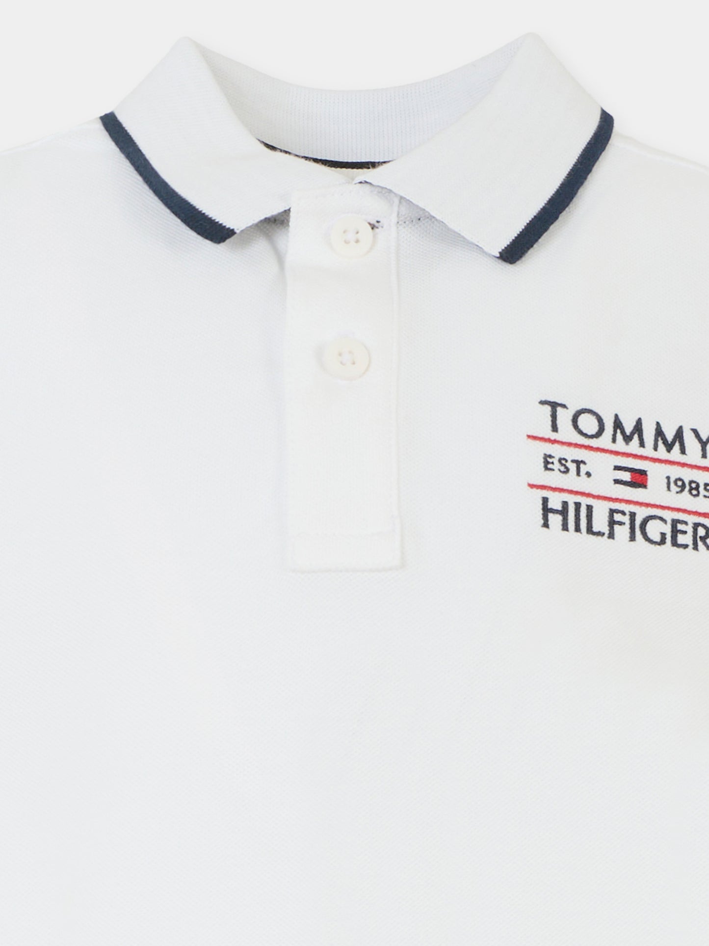 Polo bianca per bambino con logo ricamato,Tommy Hilfiger Junior,KB0KB09524 YBR