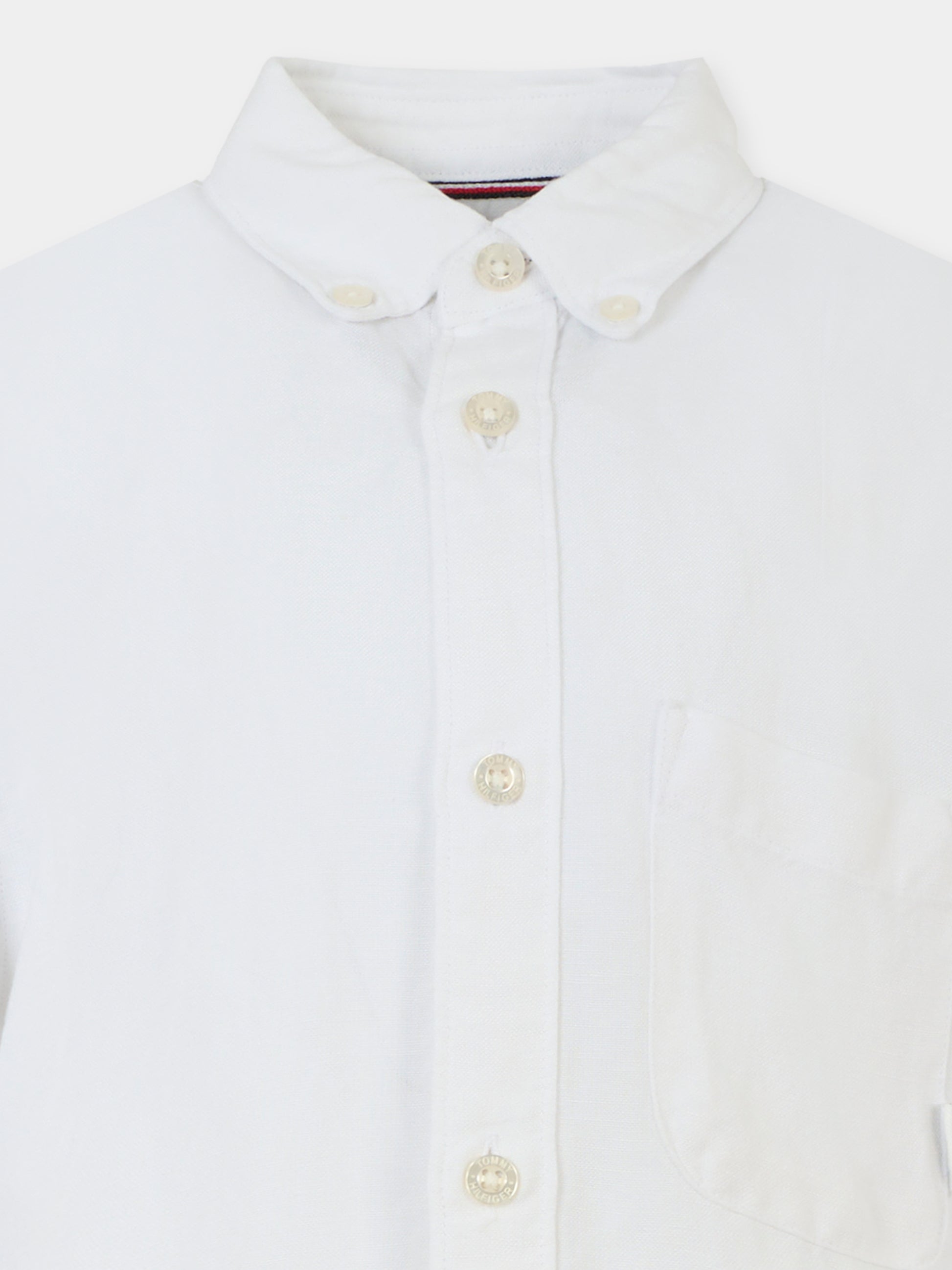 Camicia bianca per bambino con bandierina,Tommy Hilfiger Junior,KB0KB09550 YBR