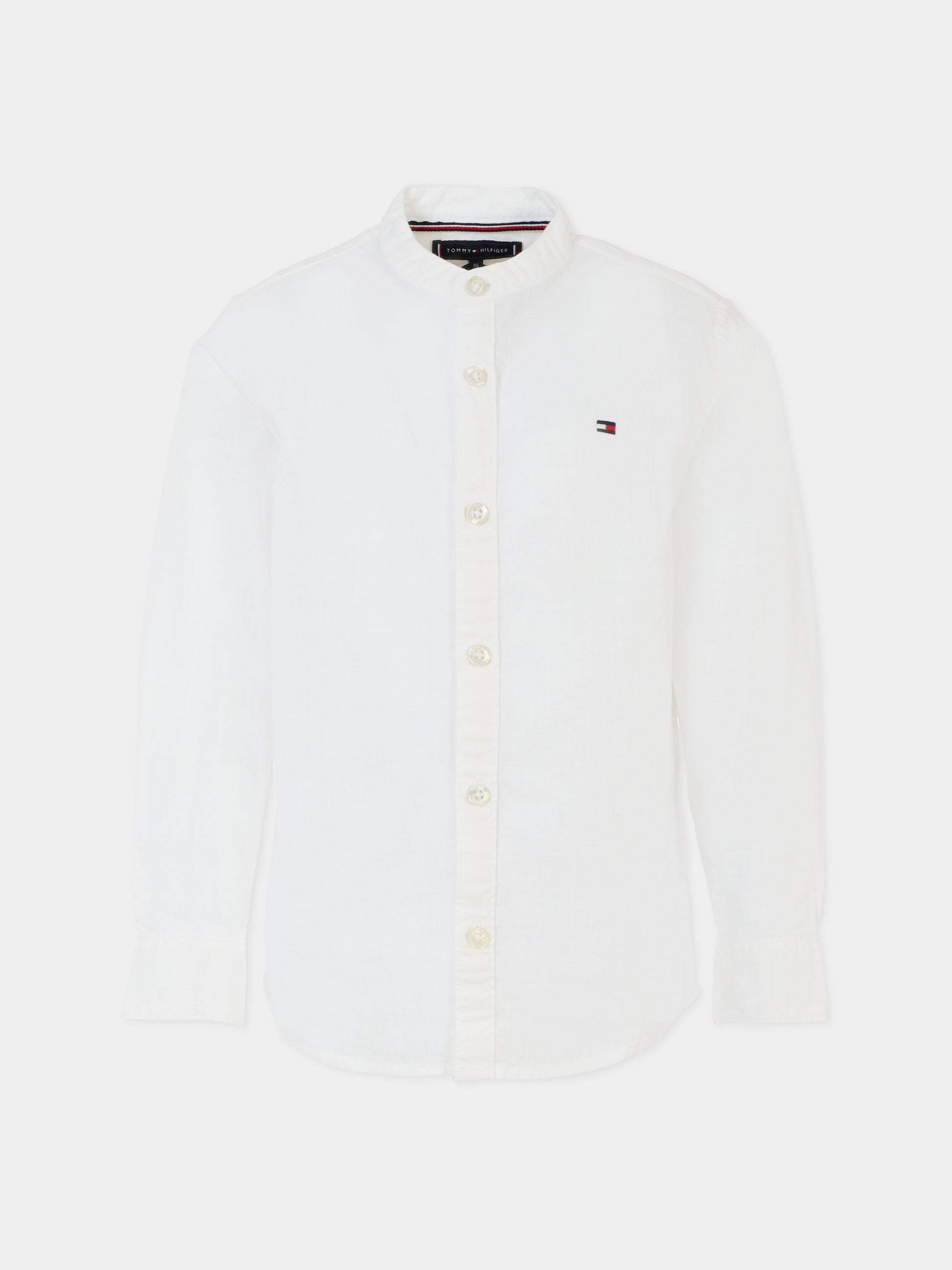 Camicia bianca per bambino con bandierina,Tommy Hilfiger Junior,KB0KB09557 YBR