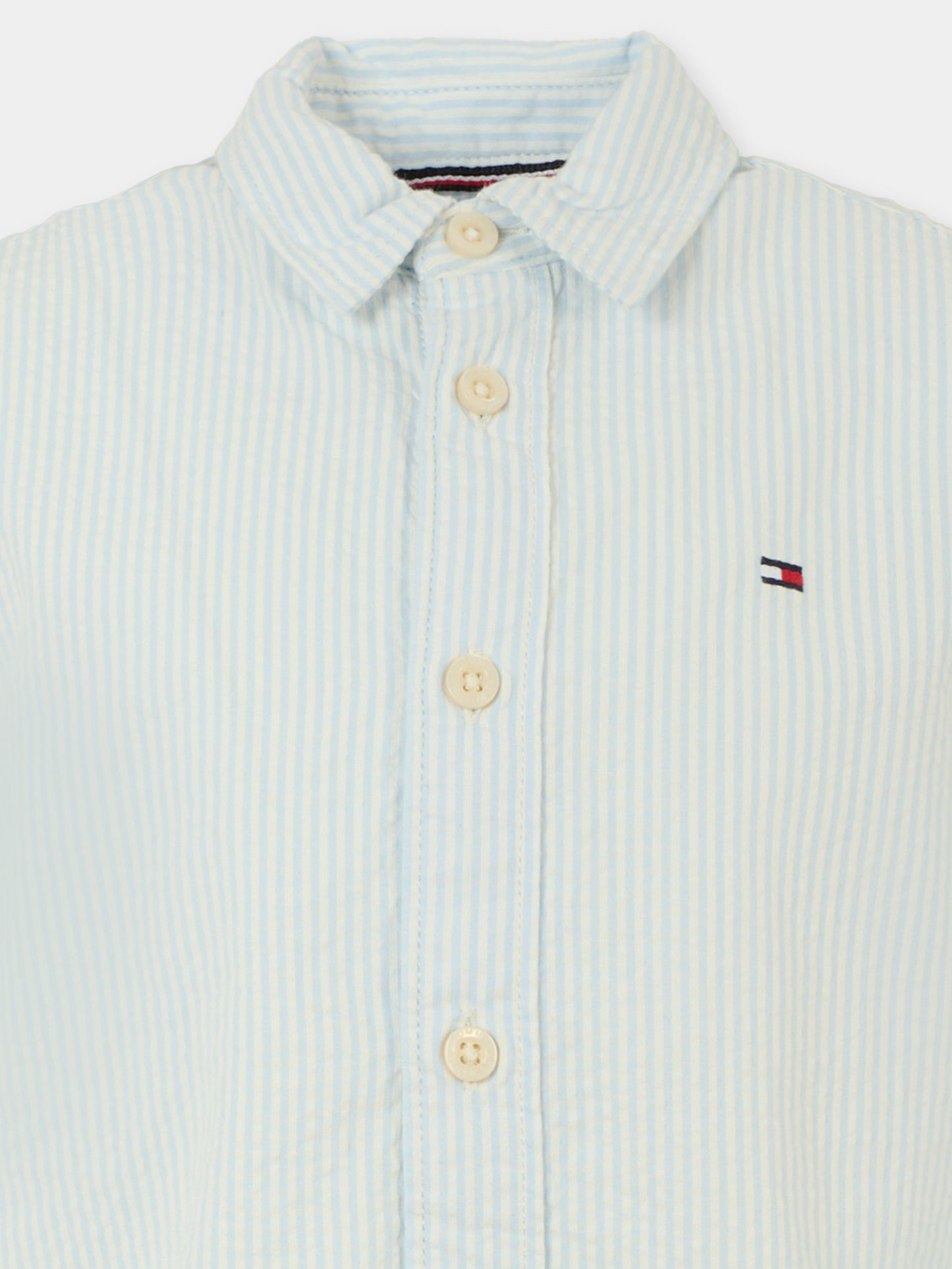 Camicia celeste per bambino con bandierina,Tommy Hilfiger Junior,KB0KB09558 0A4