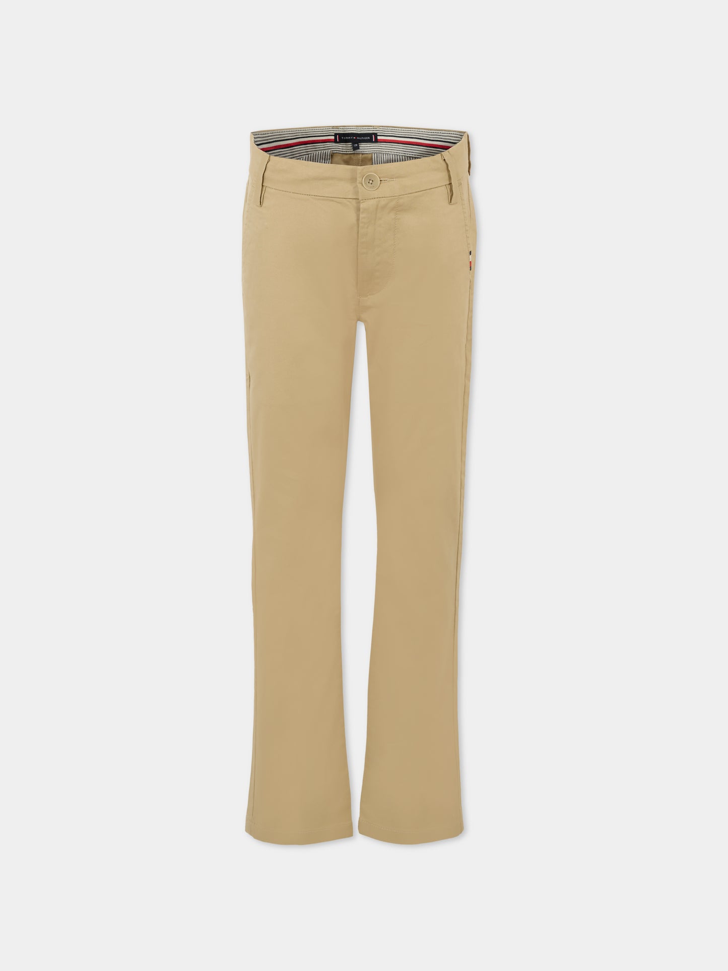 Pantaloni beige per bambino con bandierina,Tommy Hilfiger Junior,KB0KB09638 RBT