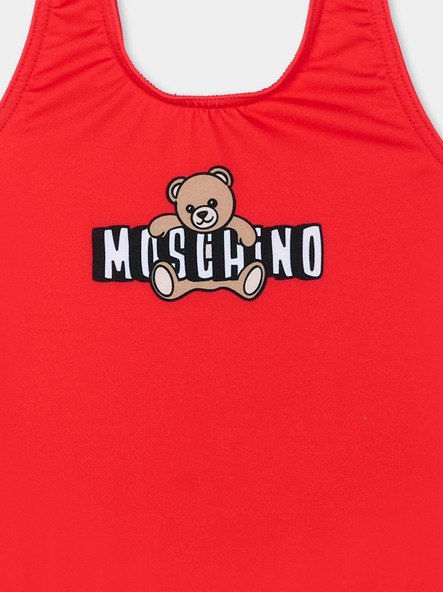 Costume intero rosso per neonata teddy bear,Moschino Kids,M2L00A LKA11 50109