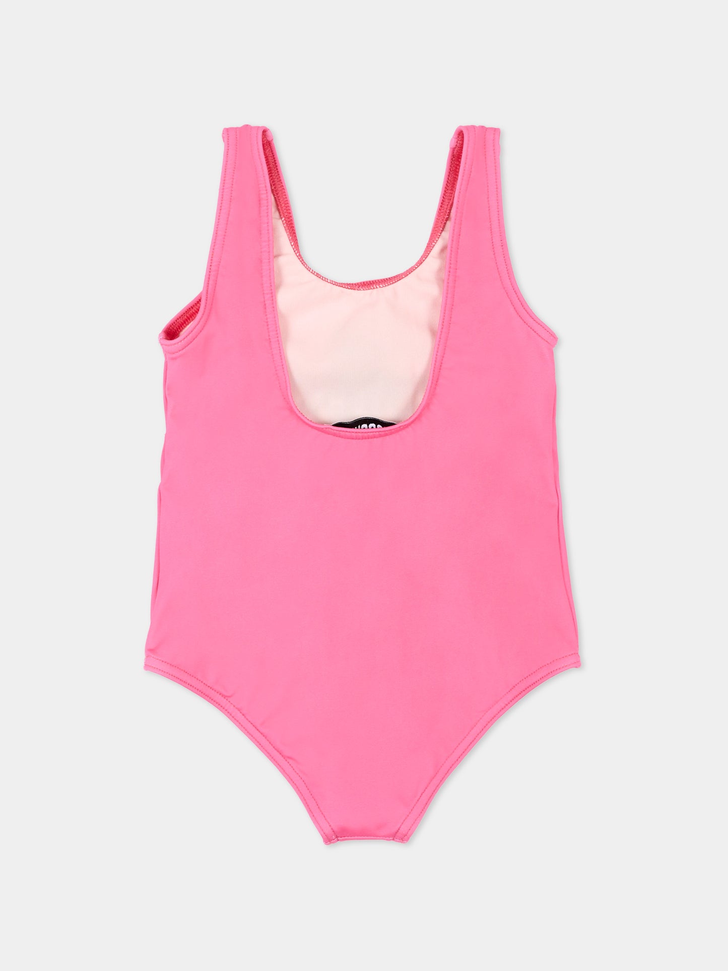 Costume intero fucsia per neonata con logo Teddy,Moschino Kids,M2L00A LKA11 50533