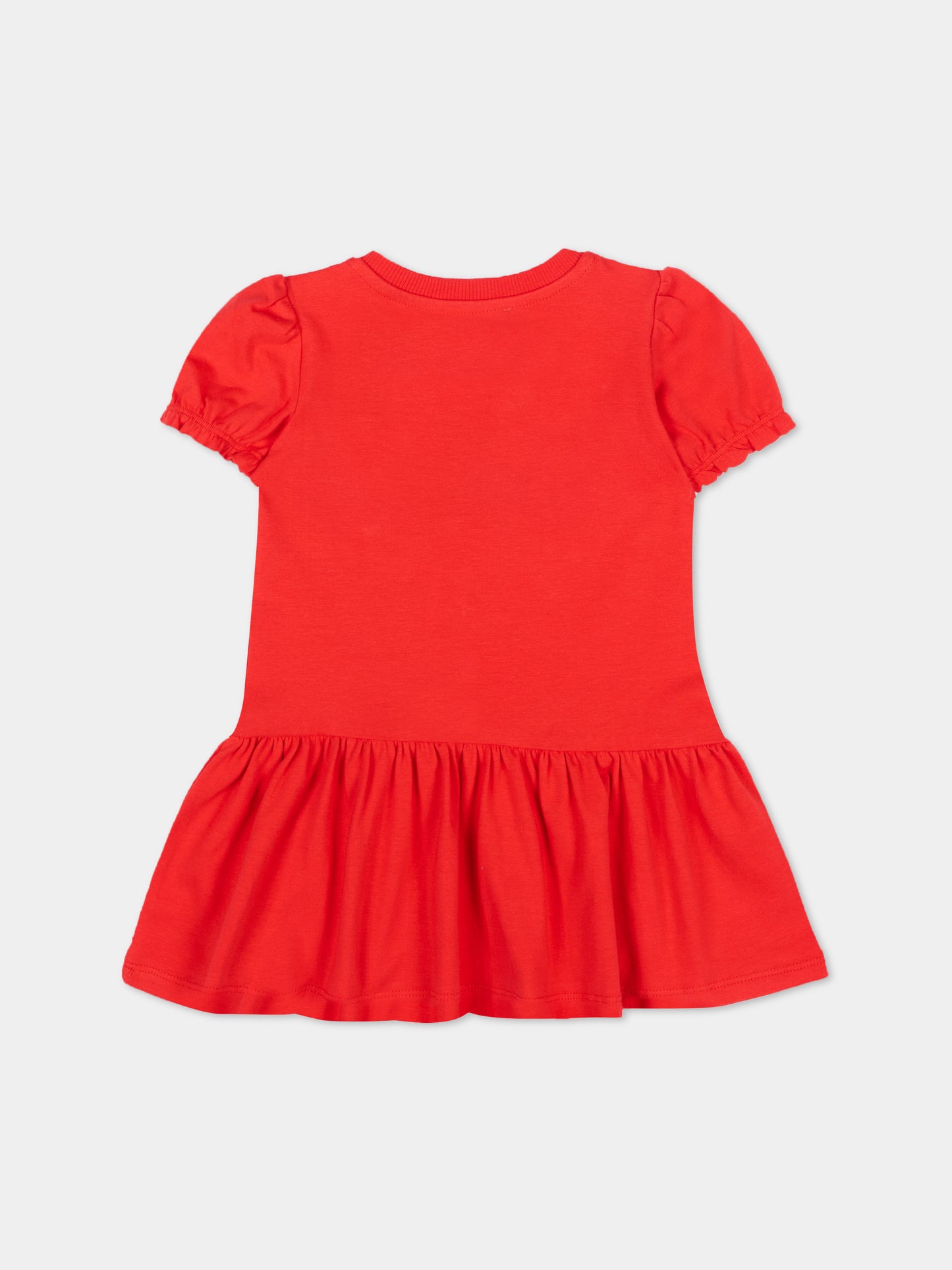 Vestito rosso per neonata con logo e Teddy Bear,Moschino Kids,MAV0C7 LBA00 50109