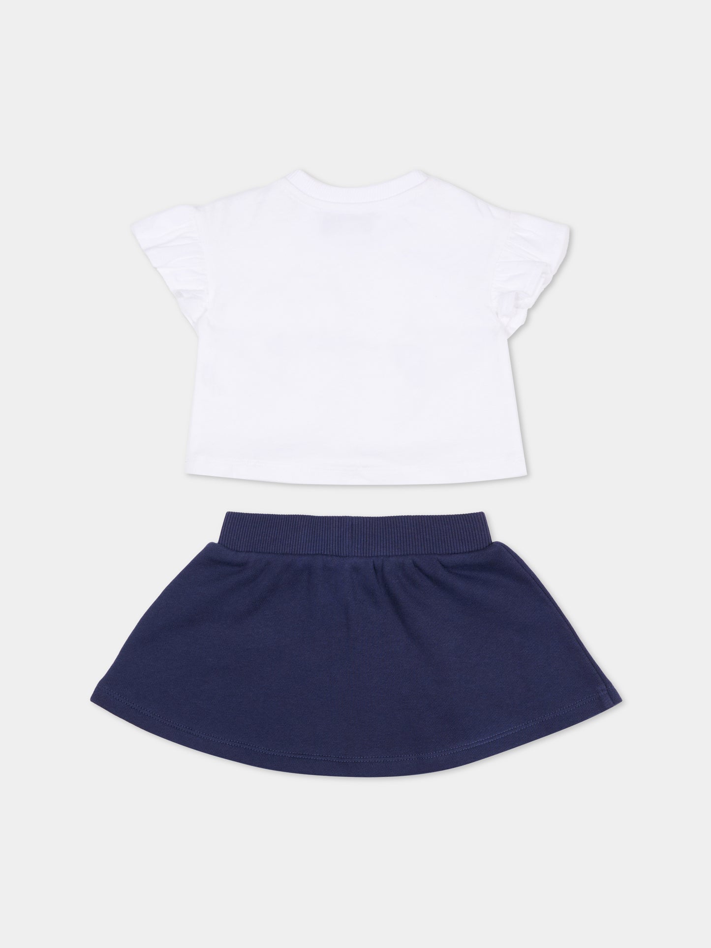 Completo blu per neonata con Teddy Bears,Moschino Kids,MBG01G LCA89 83240