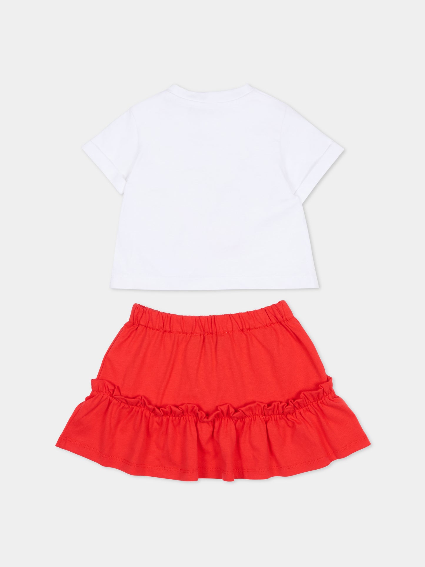 Completo rosso per neonata con Teddy Bear e ciliegie,Moschino Kids,MDG01T LAA02 82298