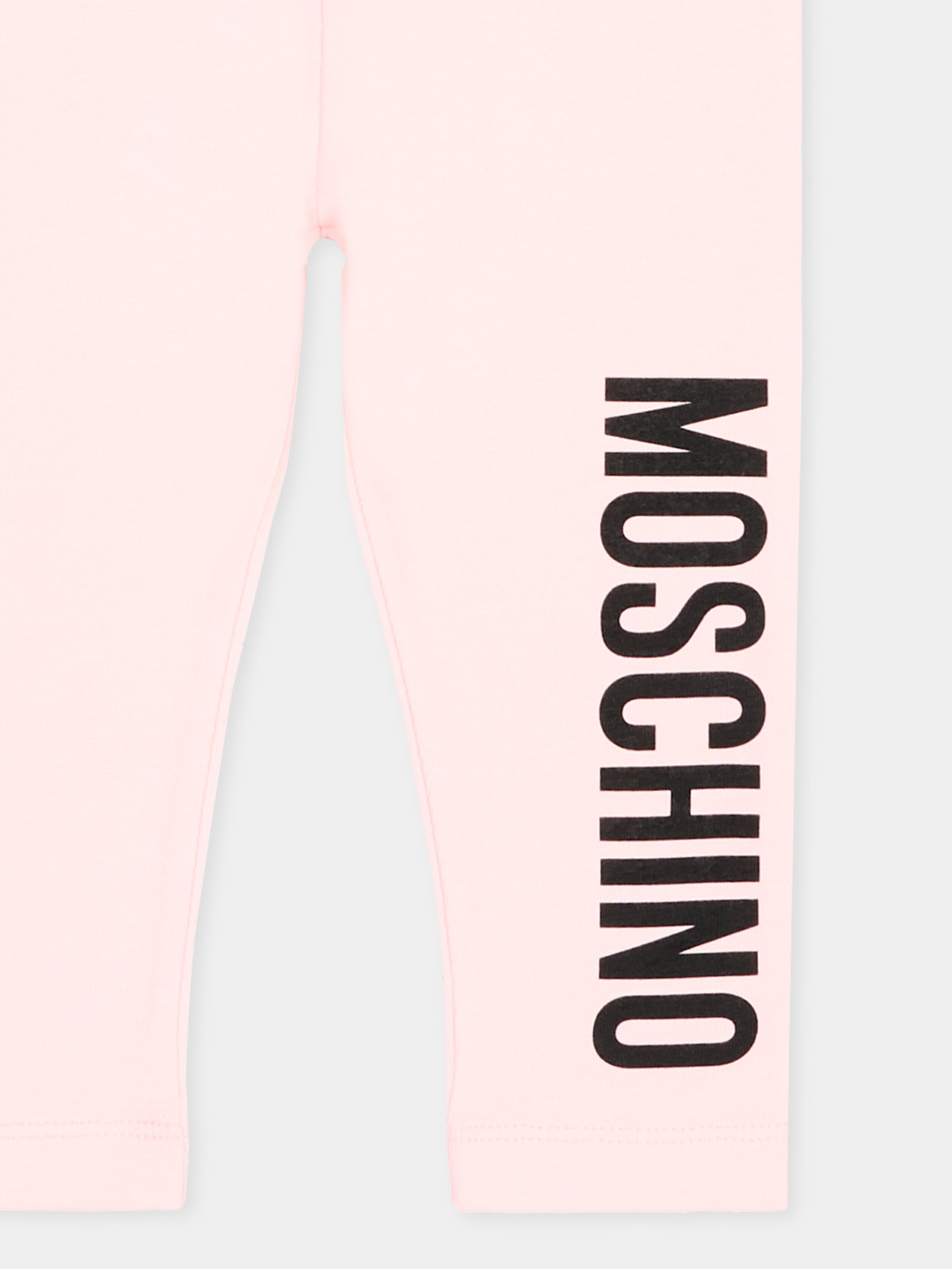 Leggings rosa per neonata con logo,Moschino Kids,MDP03K LBA00 50209