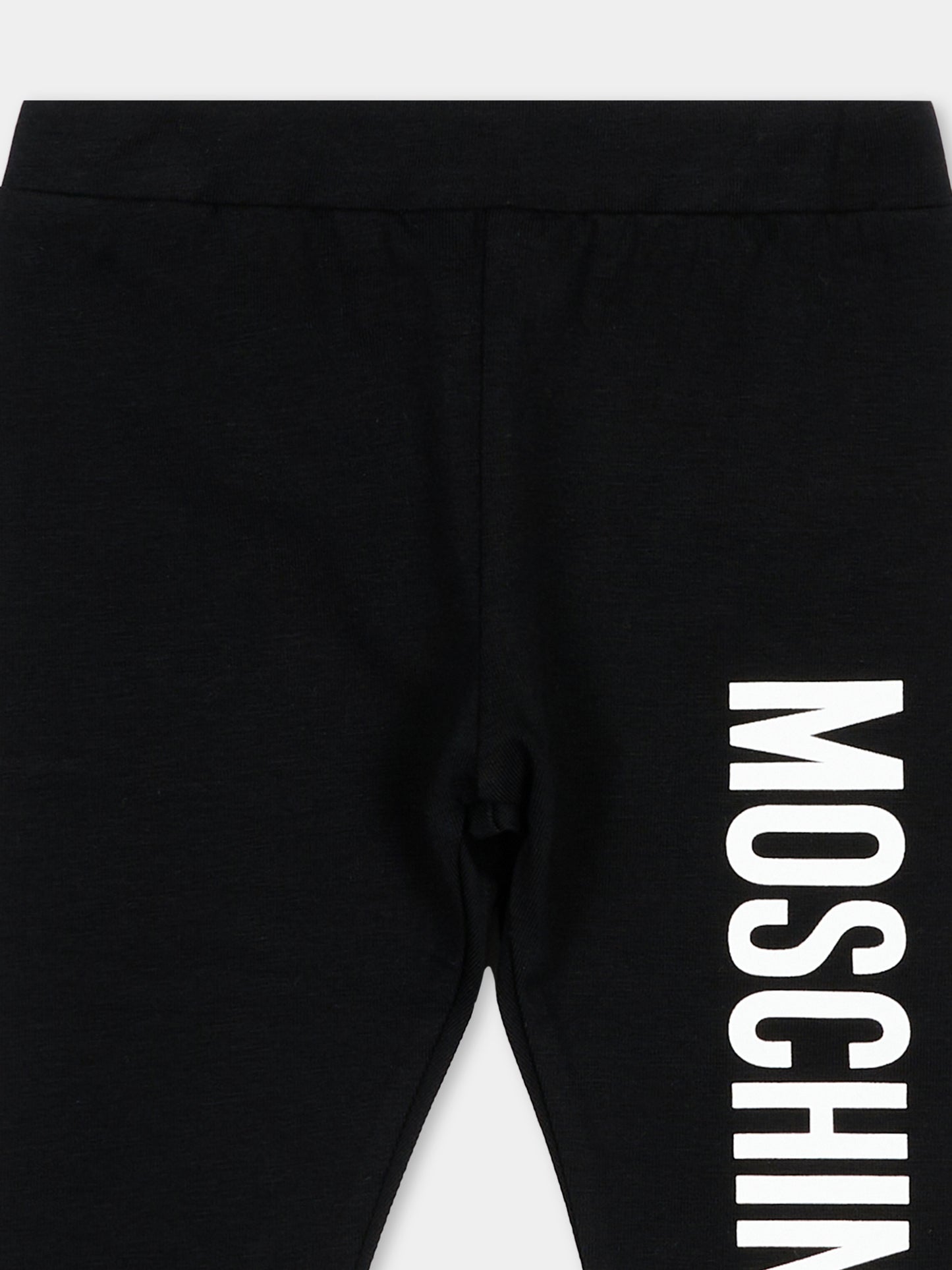Leggings nero per neonata con logo,Moschino Kids,MDP03K LBA00 60100