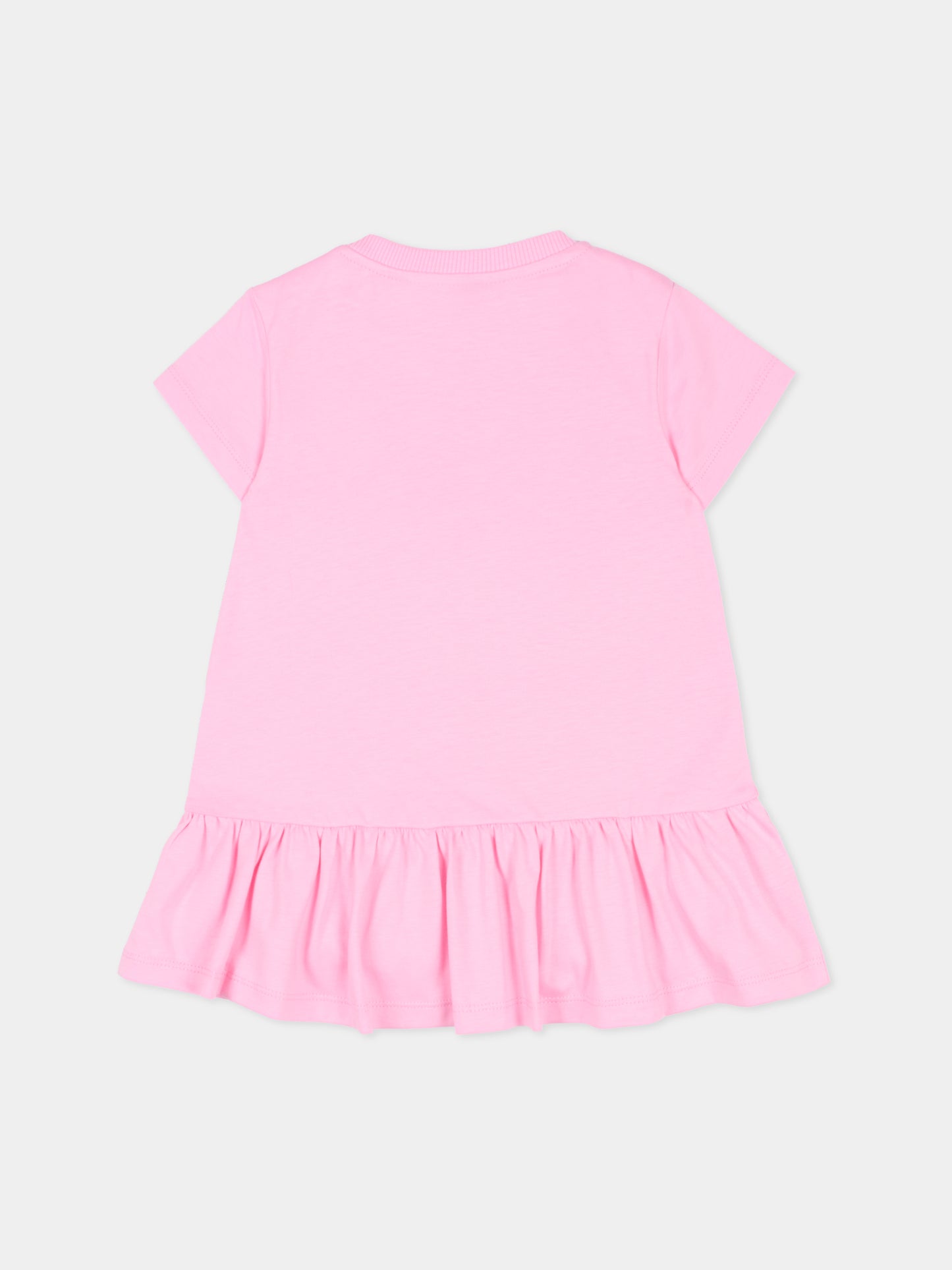 Vestito rosa per neonata con Teddy Bear e cuore,Moschino Kids,MDV0DJ LAA02 51473