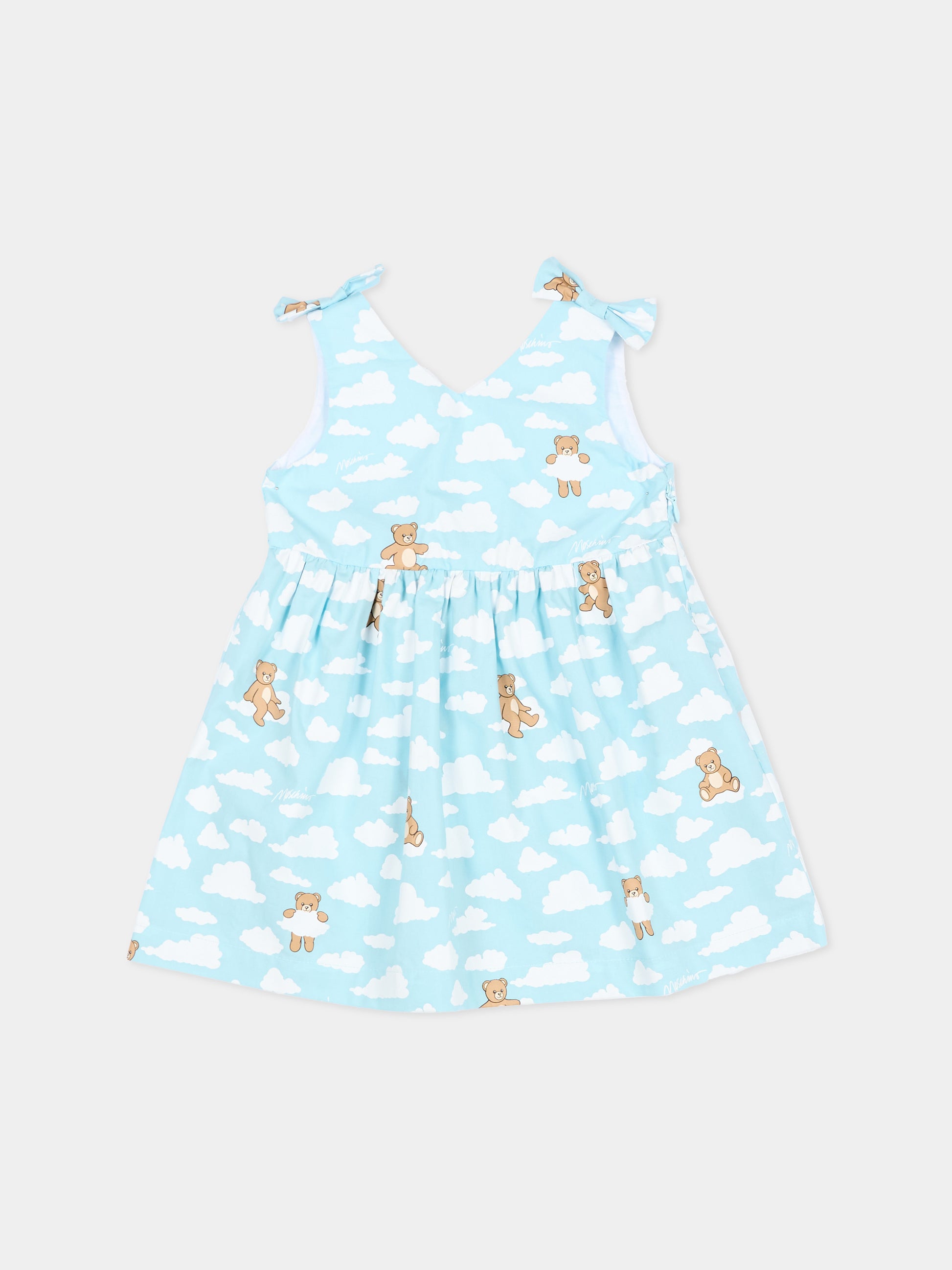 Vestito celeste per neonata con Teddy Bear,Moschino Kids,MDV0DN LLB61 83679