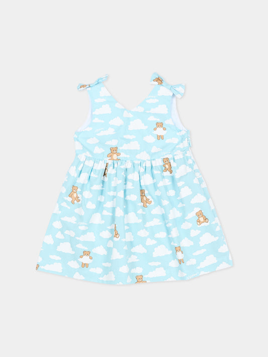 Vestito celeste per neonata con Teddy Bear,Moschino Kids,MDV0DN LLB61 83679
