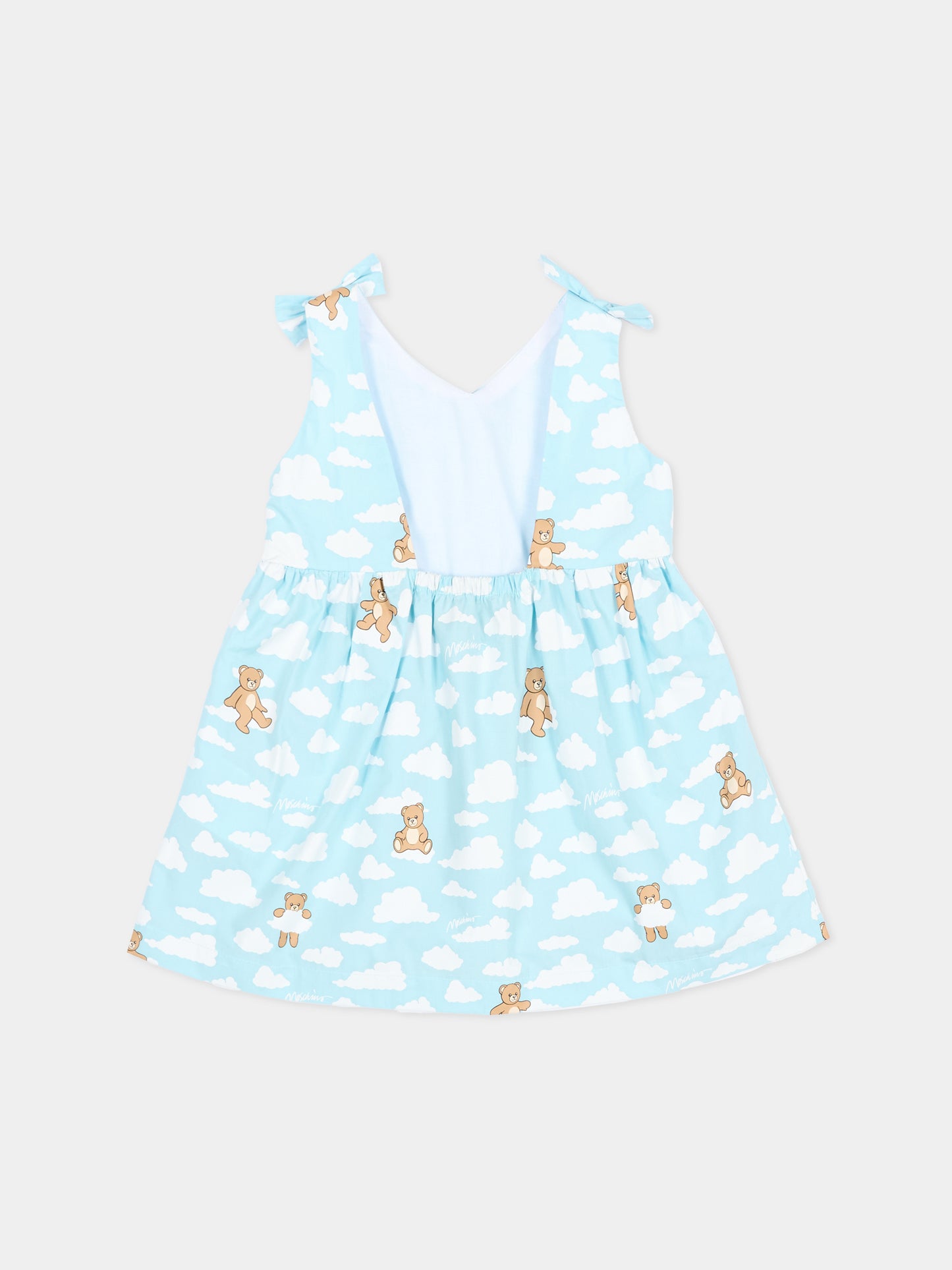 Vestito celeste per neonata con Teddy Bear,Moschino Kids,MDV0DN LLB61 83679