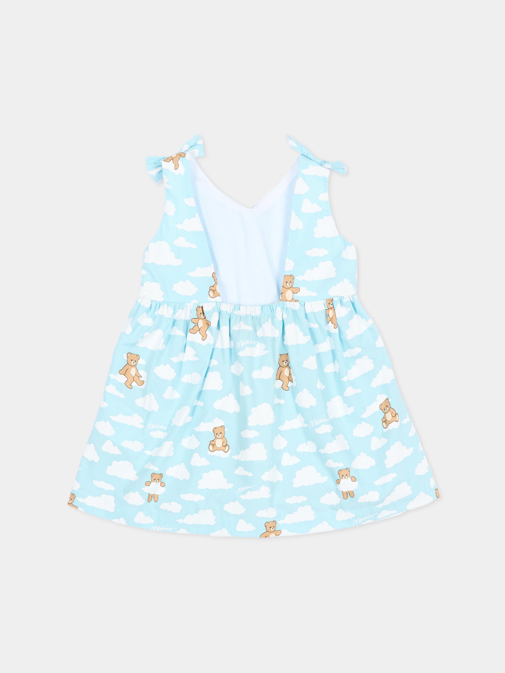 Vestito celeste per neonata con Teddy Bear,Moschino Kids,MDV0DN LLB61 83679